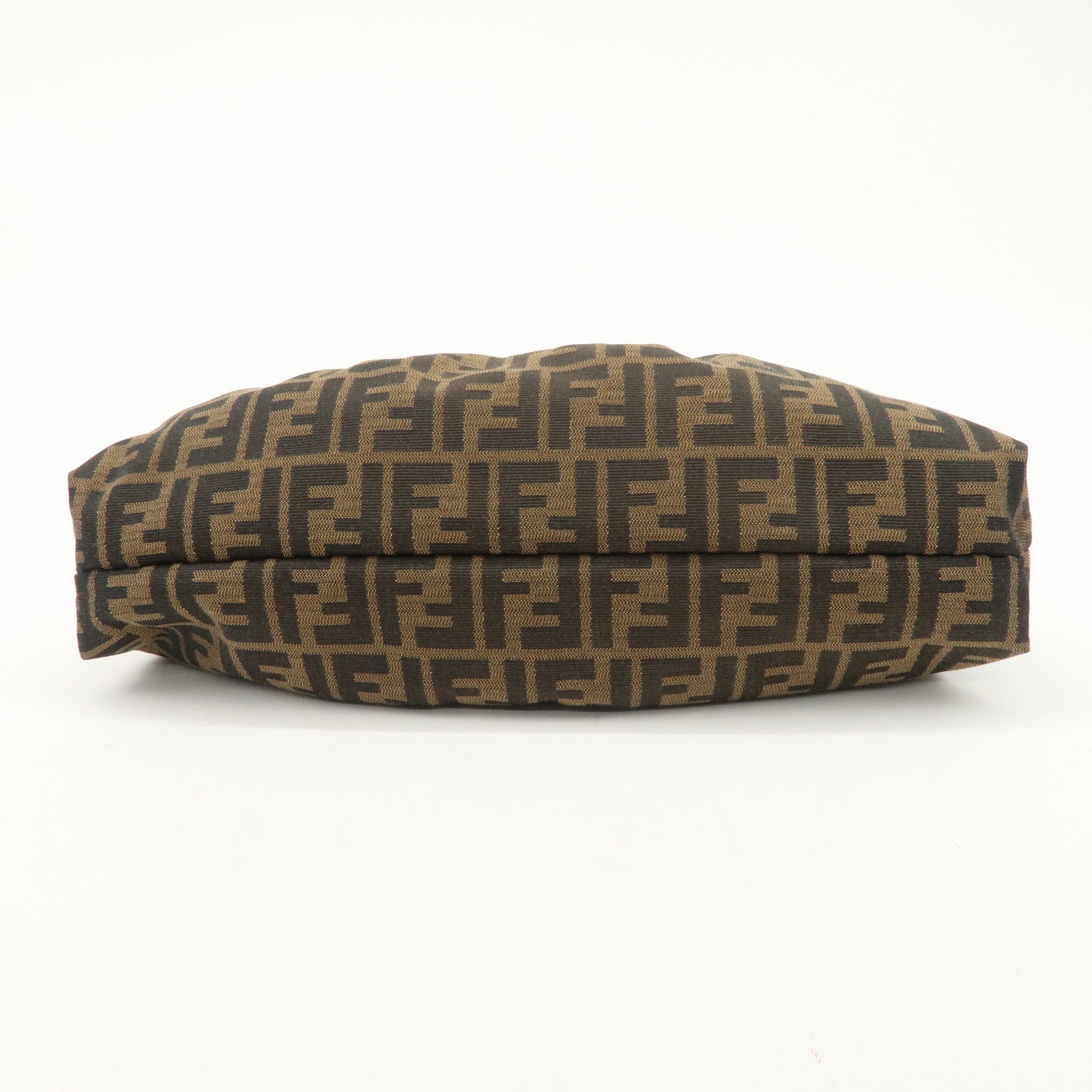 FENDI Zucca Canvas Leather Shoulder Bag Hand Bag Black Brown 8BR448