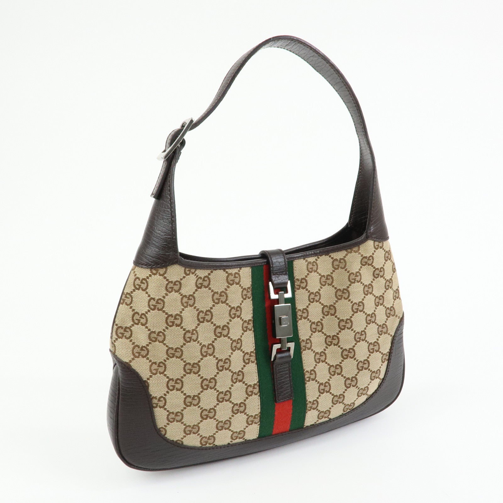GUCCI Sherry Jackie GG Canvas Leather Shoulder Bag Hand Bag 00963