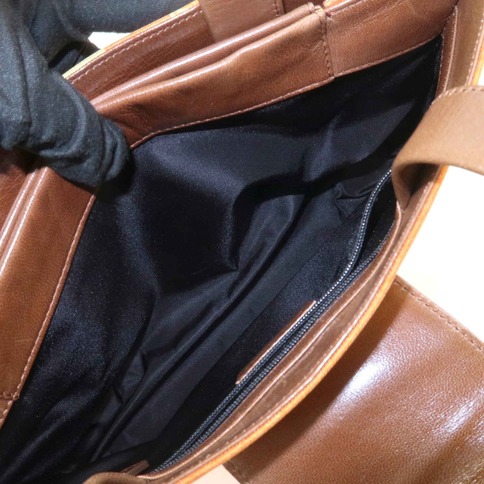 BVLGARI Logo Mania Nylon Leather Shoulder Bag Orange Brown RV EREM