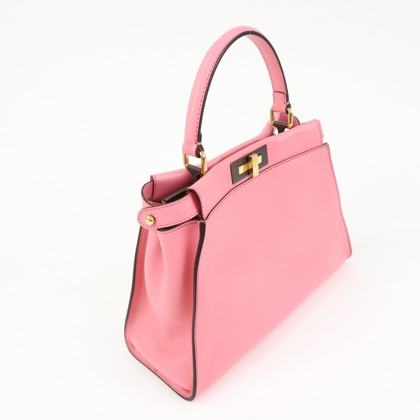 FENDI Peekaboo Leather 2Way Bag Hand Bag Shoulder Bag Pink 8BN290