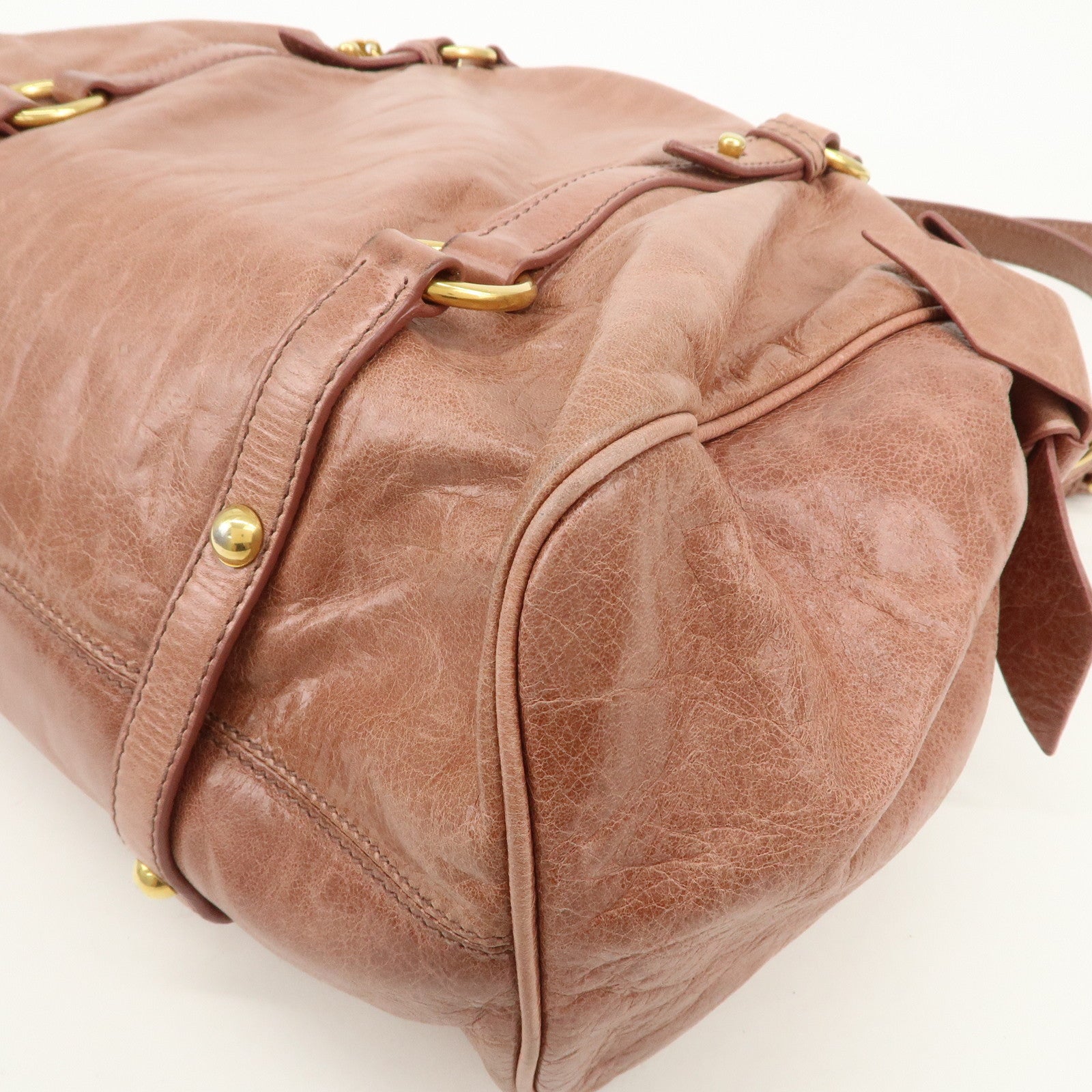 MIU MIU Logo Leather Ribbon 2Way Bag Shouler Bag Hand Bag RT0365