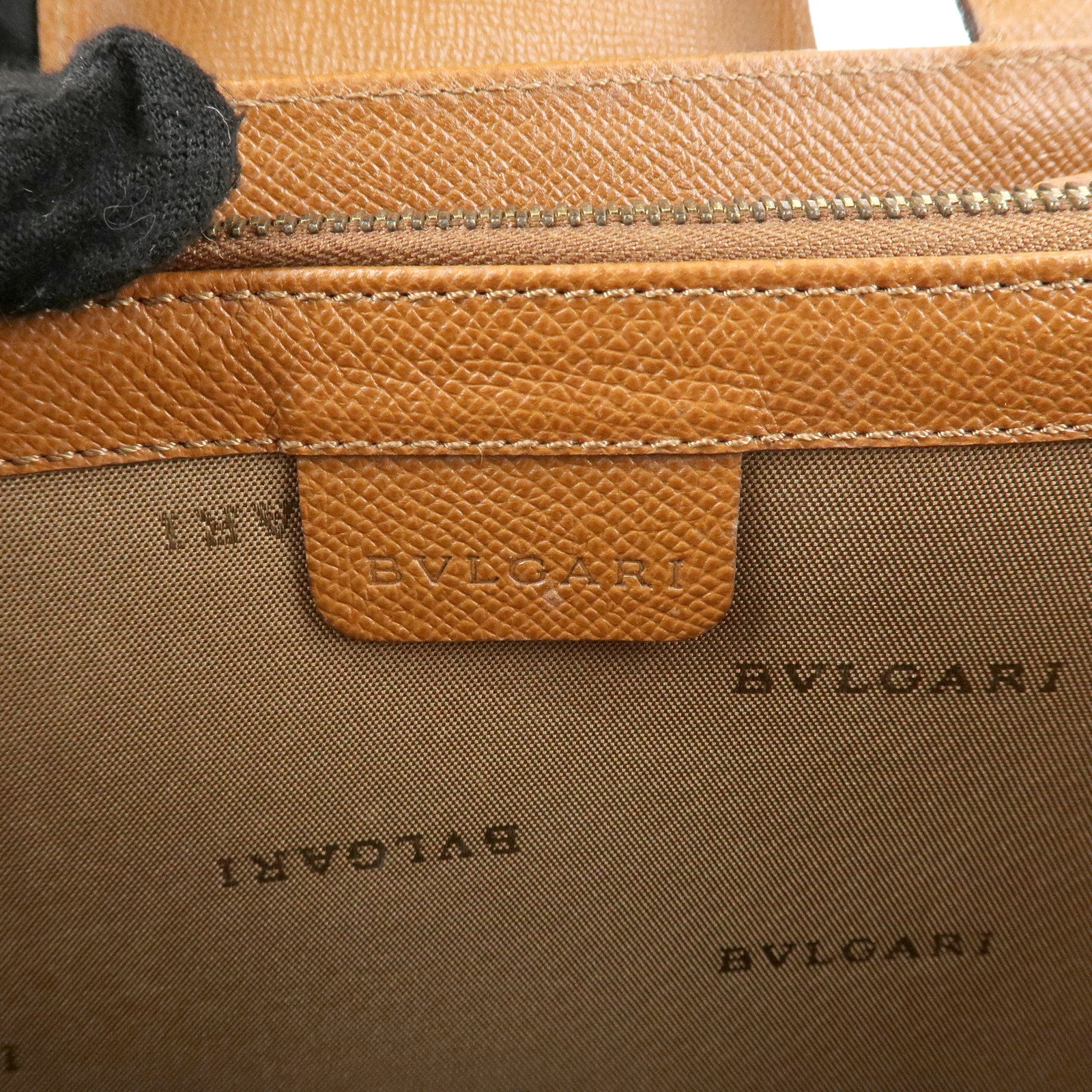 BVLGARI Bvlgari Bvlgari  Leather 2Way Bag Hand Bag Brown Gold Hardware Used