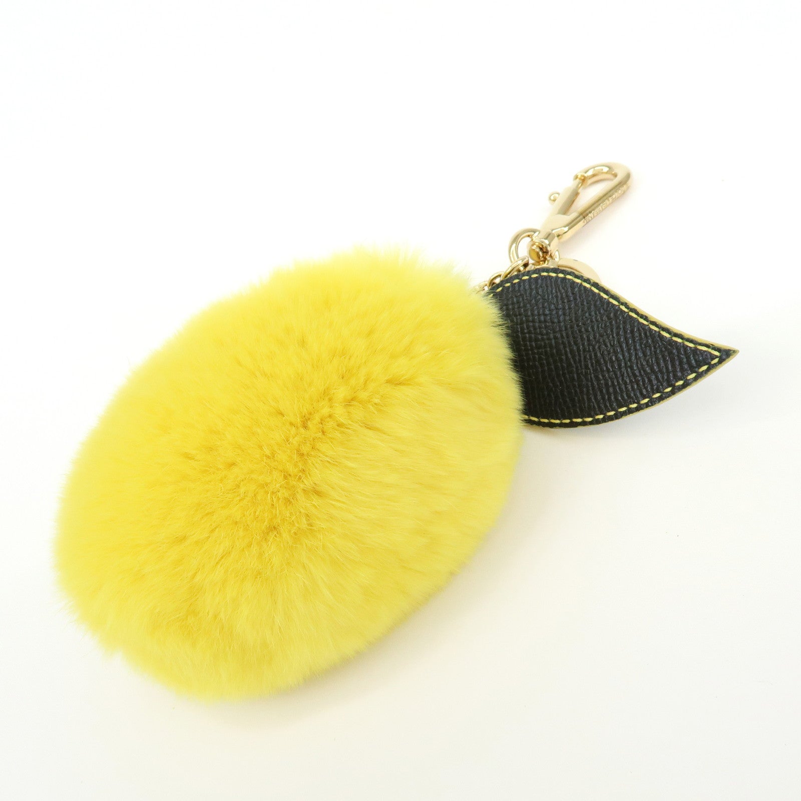 Dolce&Gabbana Lemon Motif Fur Leather Bag Charm Key Chain Yellow