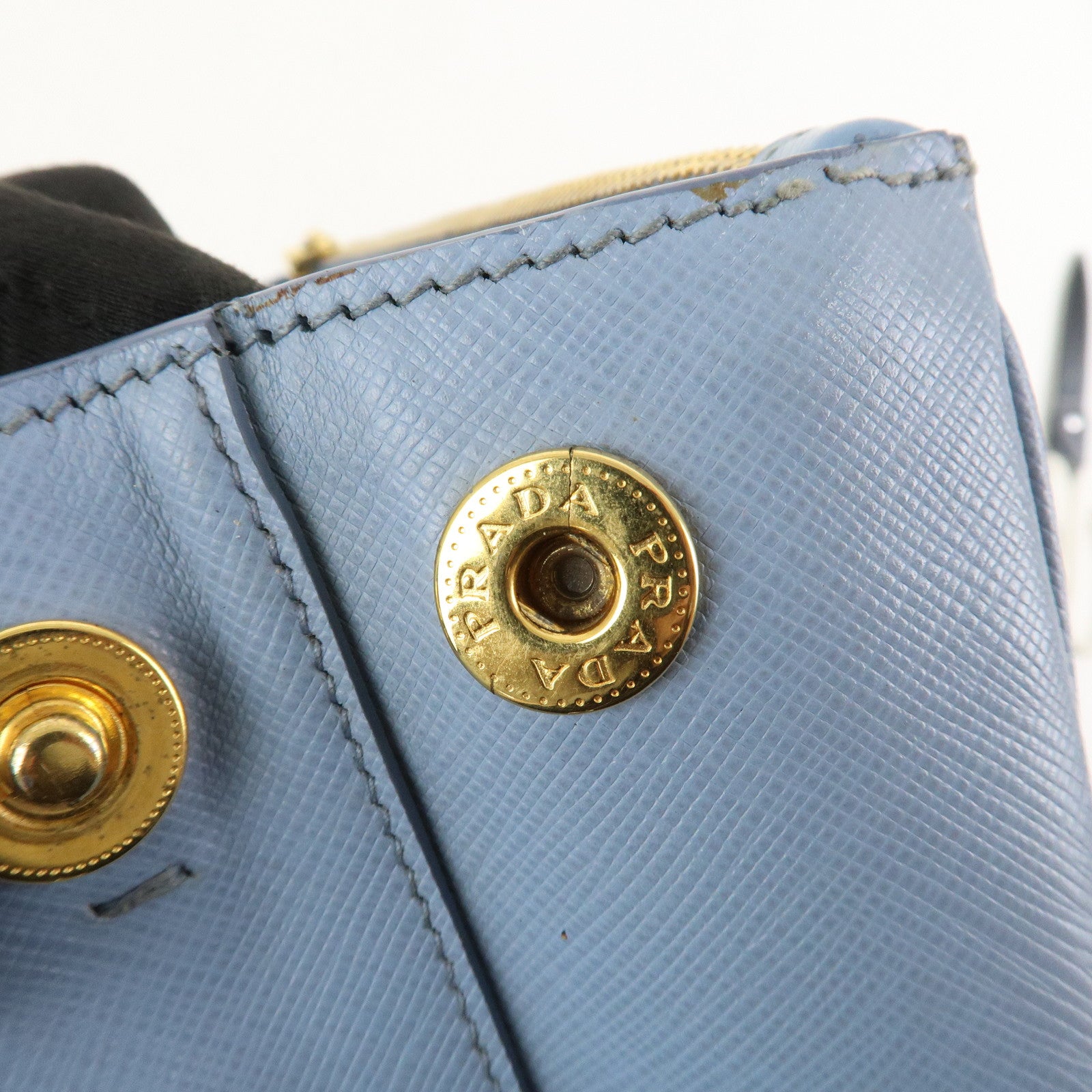 PRADA Triangle Logo Galleria 2Way Bag Shoulder Bag Light Blue BN2863