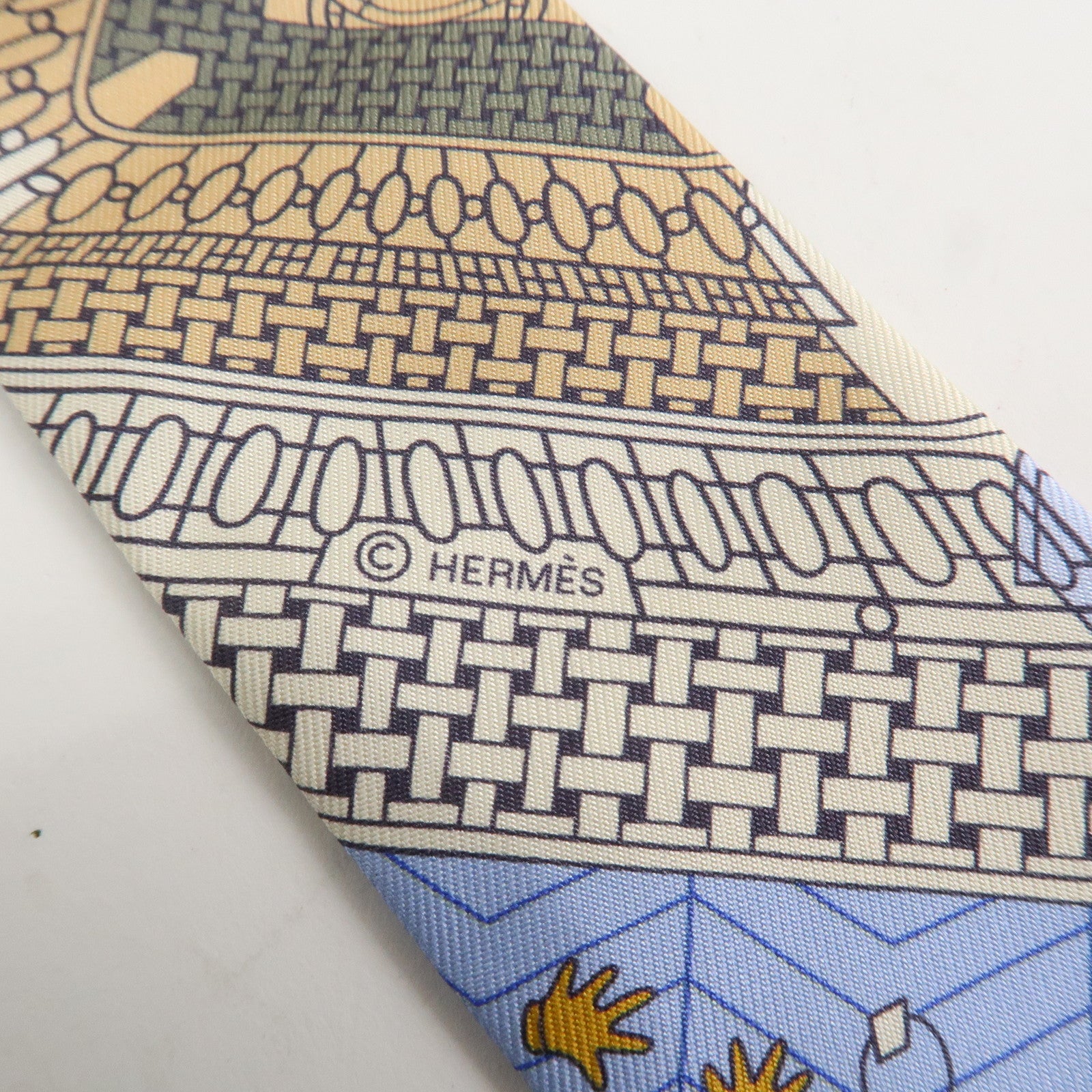 HERMES Silk 100% Twilly OBJETS DE CURIOSITE Scarf Blue Multicolor