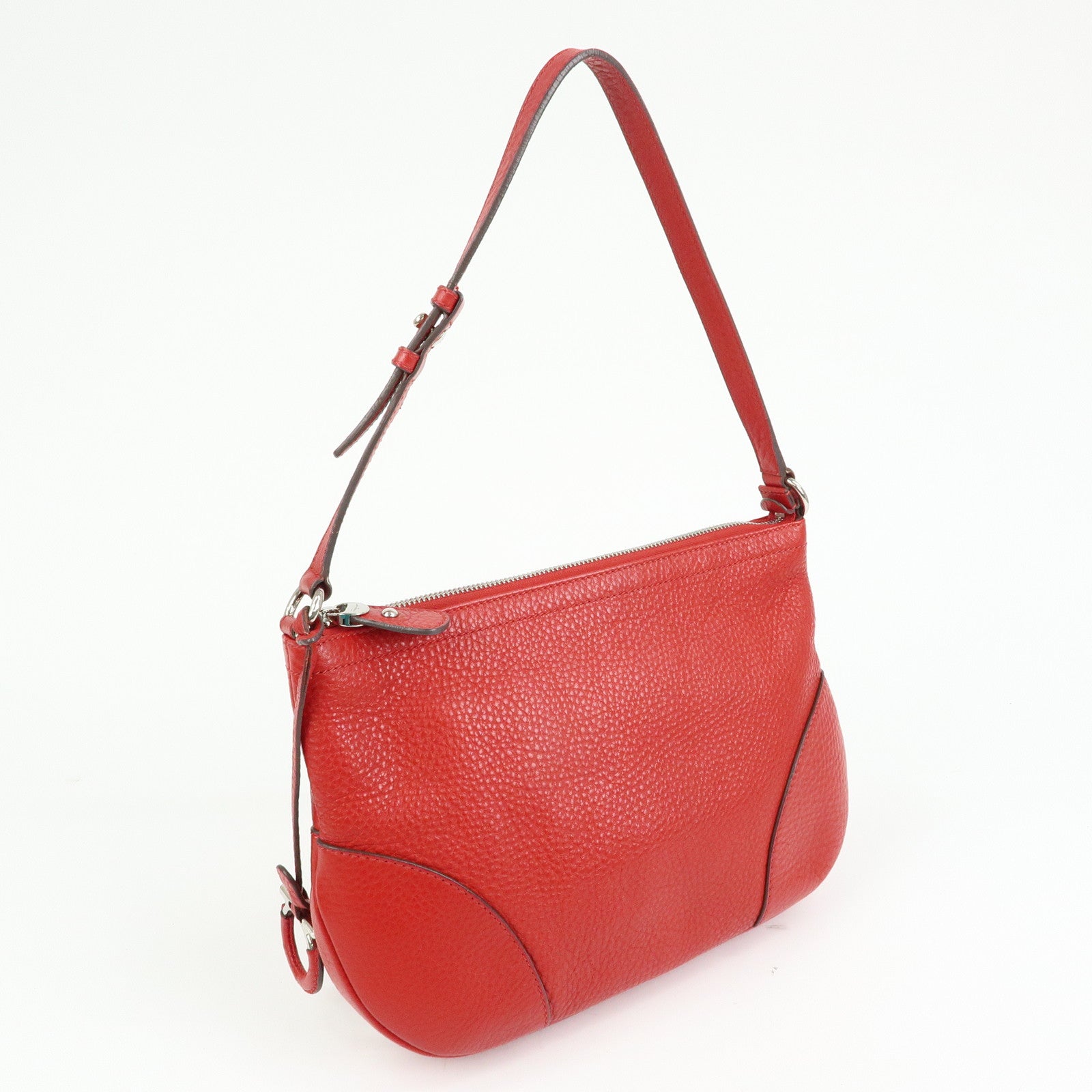 Ferragamo Gancini Leather Shoulder Bag Hand Bag Red