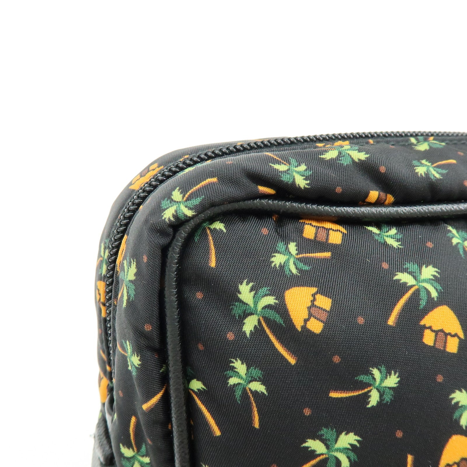 PRADA Triangle Logo Nylon Saffiano Leather Cosmetic Pouch 2NE007