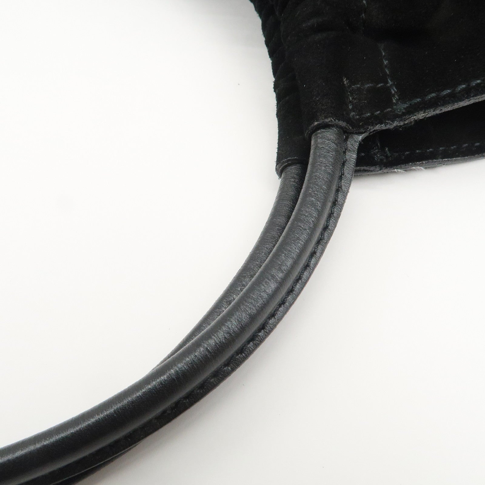 GUCCI Logo Suede Leather Shoulder Bag Hand Bag Black 001・4332