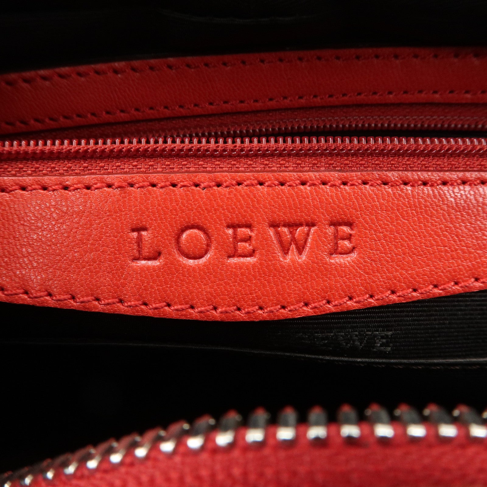 LOEWE Logo Senda Leather Shoulder Bag Hand Bag Red