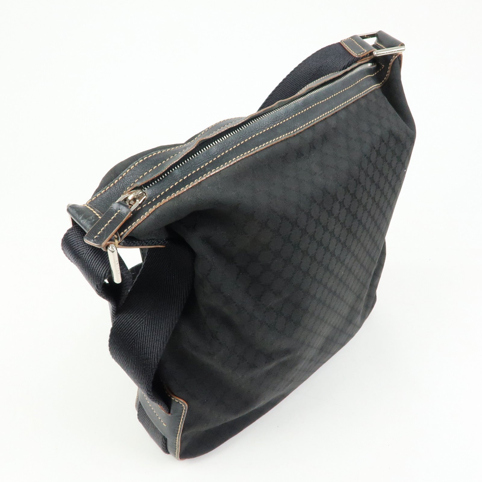 CELINE Macadam Canvas Leather Shoulder Bag Crossbody Bag Black