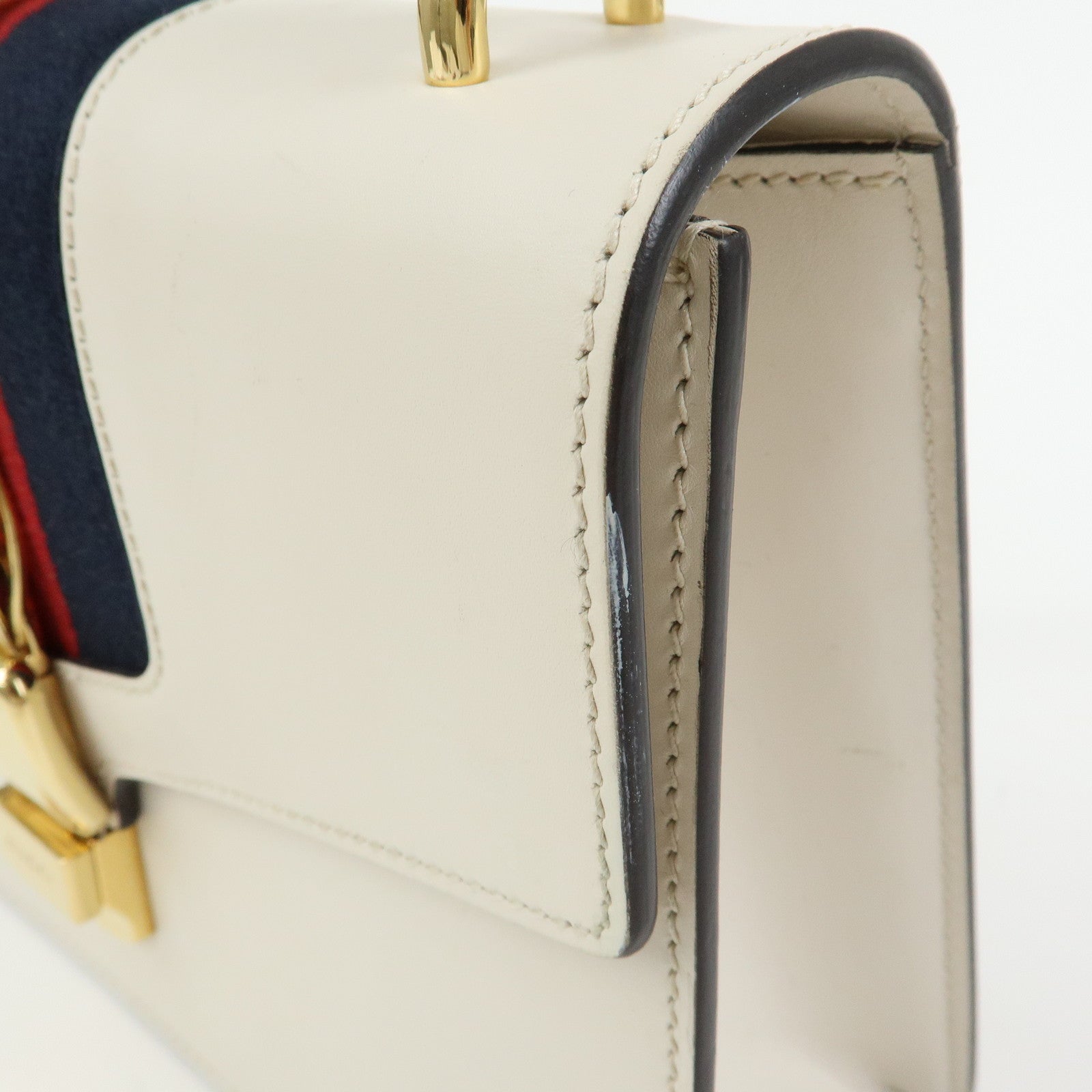 GUCCI Sylvie Sherry Leather Shoulder Bag Crossbody Bag Ivory 421882