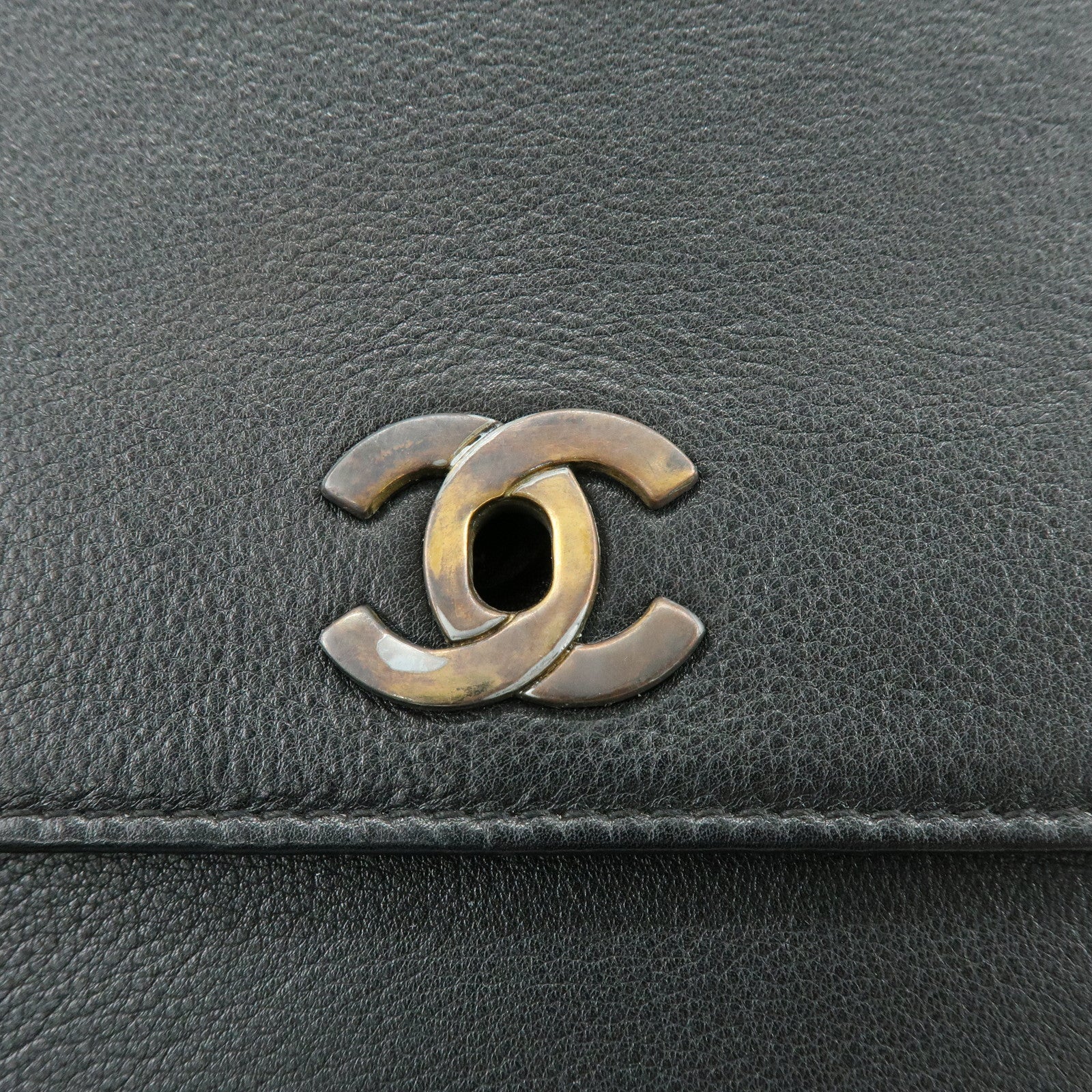 CHANEL Calf Leather Shoulder Bag Black