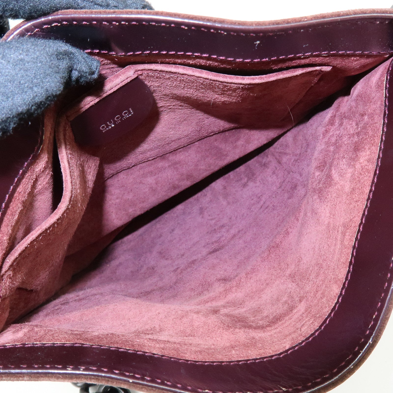 GUCCI Suede Wood Shoulder Bag Crossbody Bag Brown 002・1705