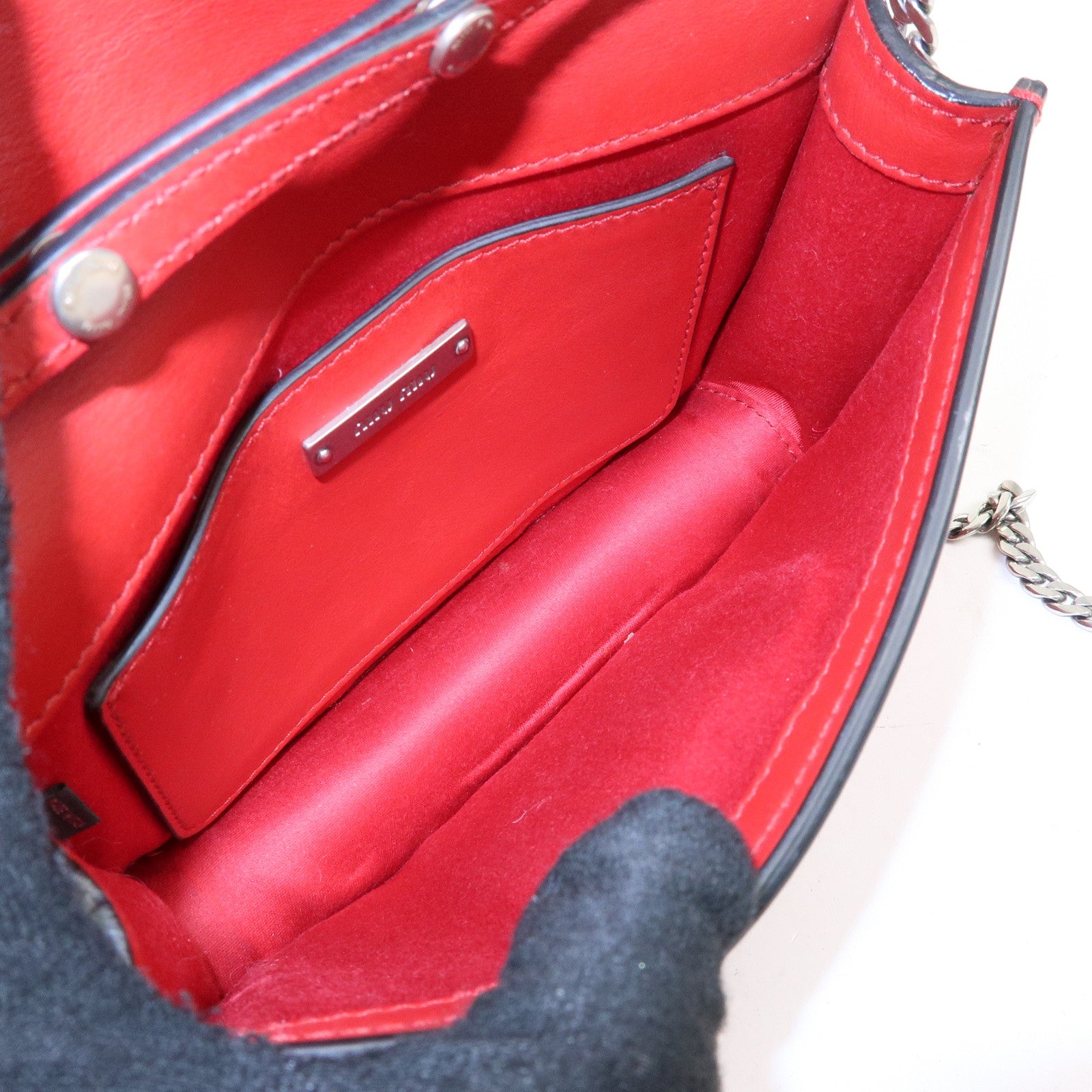 MIU MIU Leather Star Chain Shoulder Bag Crossbody Bag Red