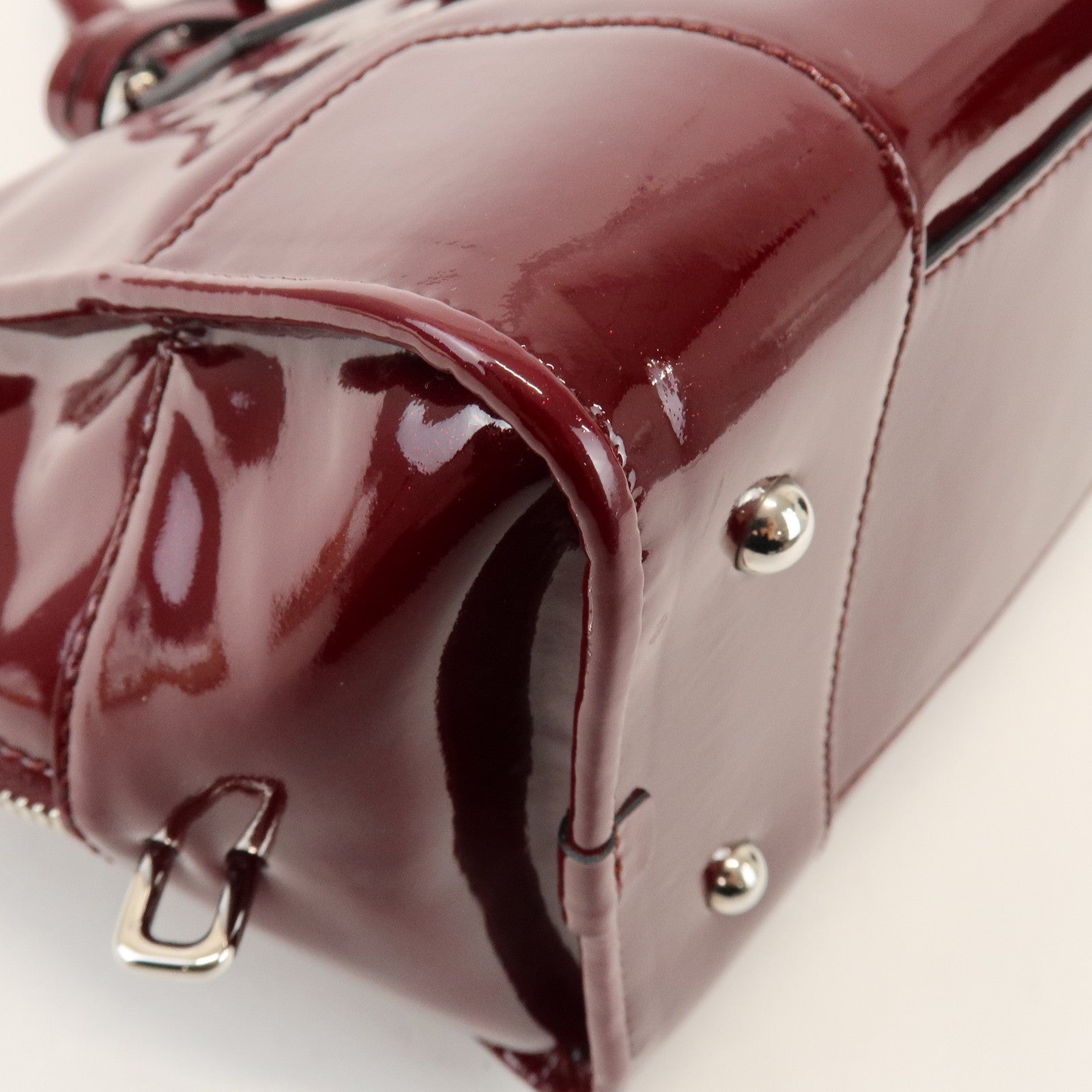 LOEWE Anagram Amazona 32 Patent Leather Hand Bag Burgundy