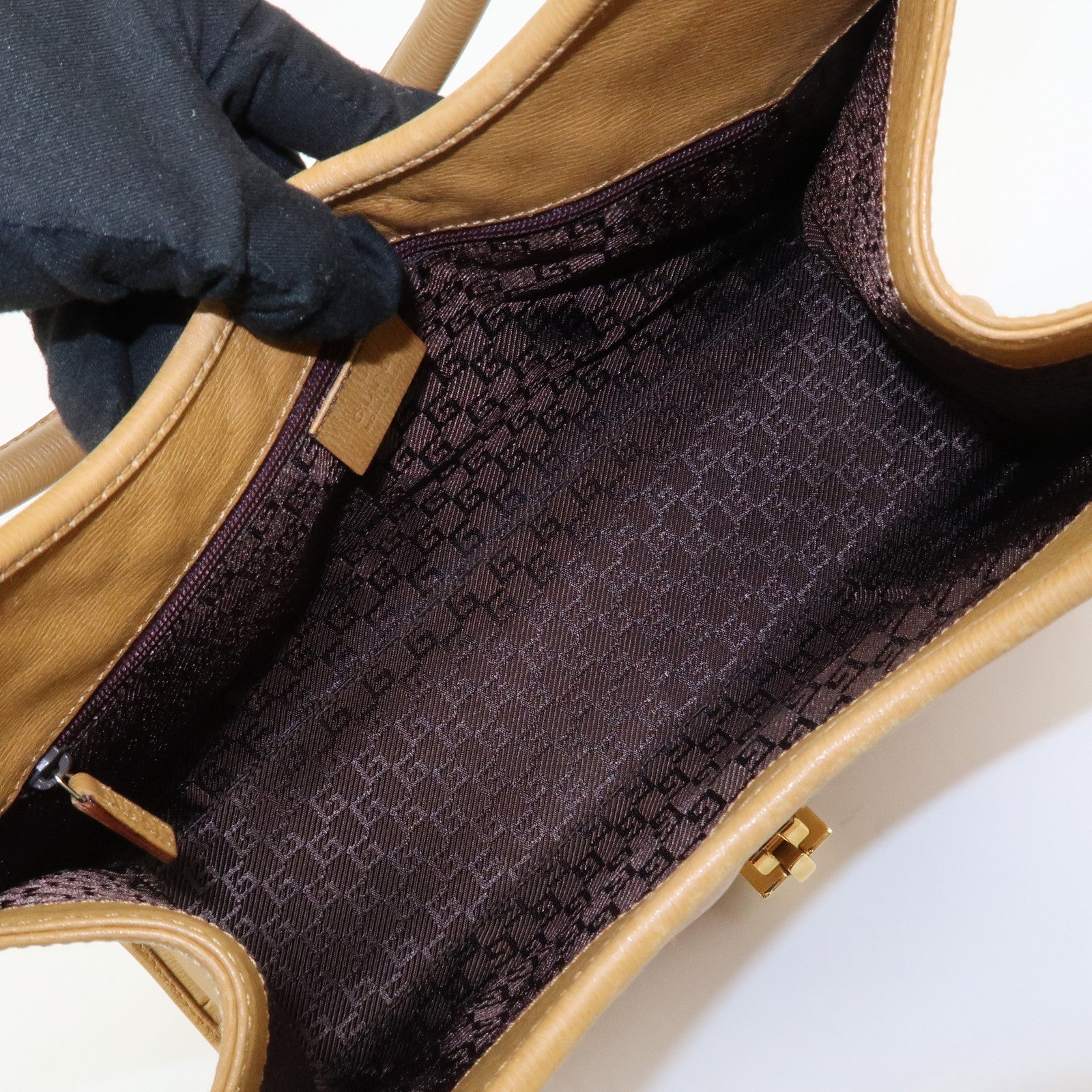 GUCCI Jackie Logo Leather Shoulder Bag Hand Bag Brown 002・1067