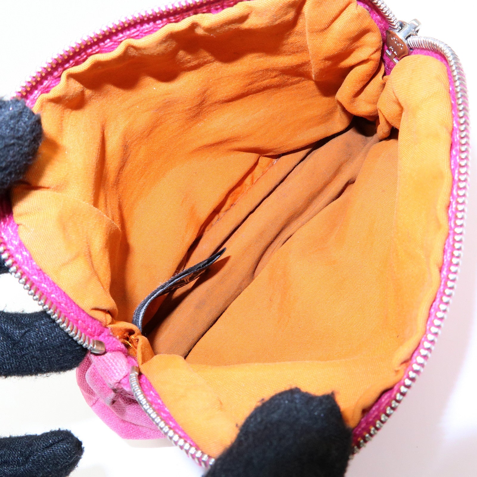 HERMES Bolide Set of 3 Canvas Pouch Cosmetic Case Orange Pink Beige