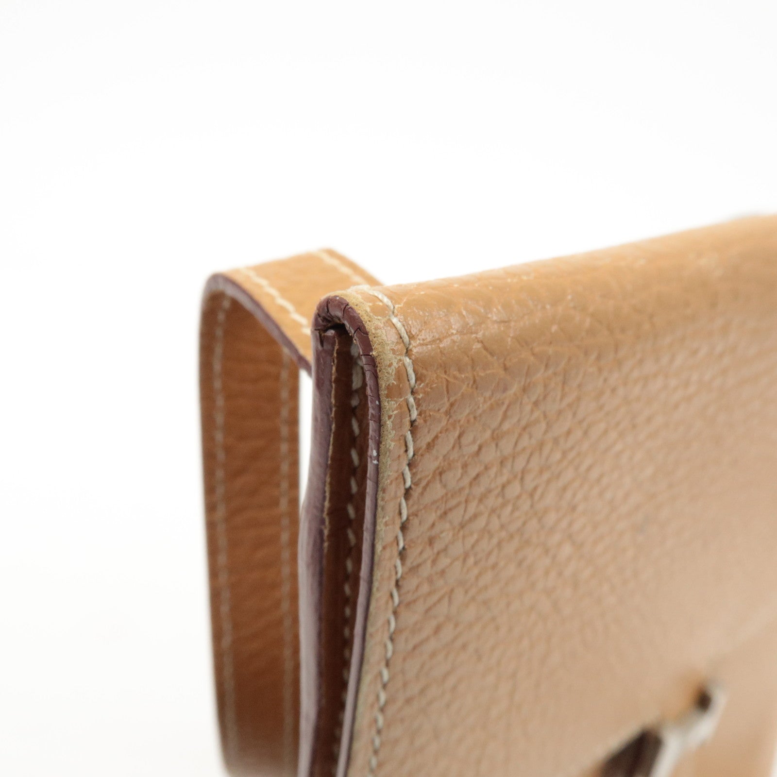 HERMES Leather Ameli H Logo Shoulder Bag Brown Silver HDW Used