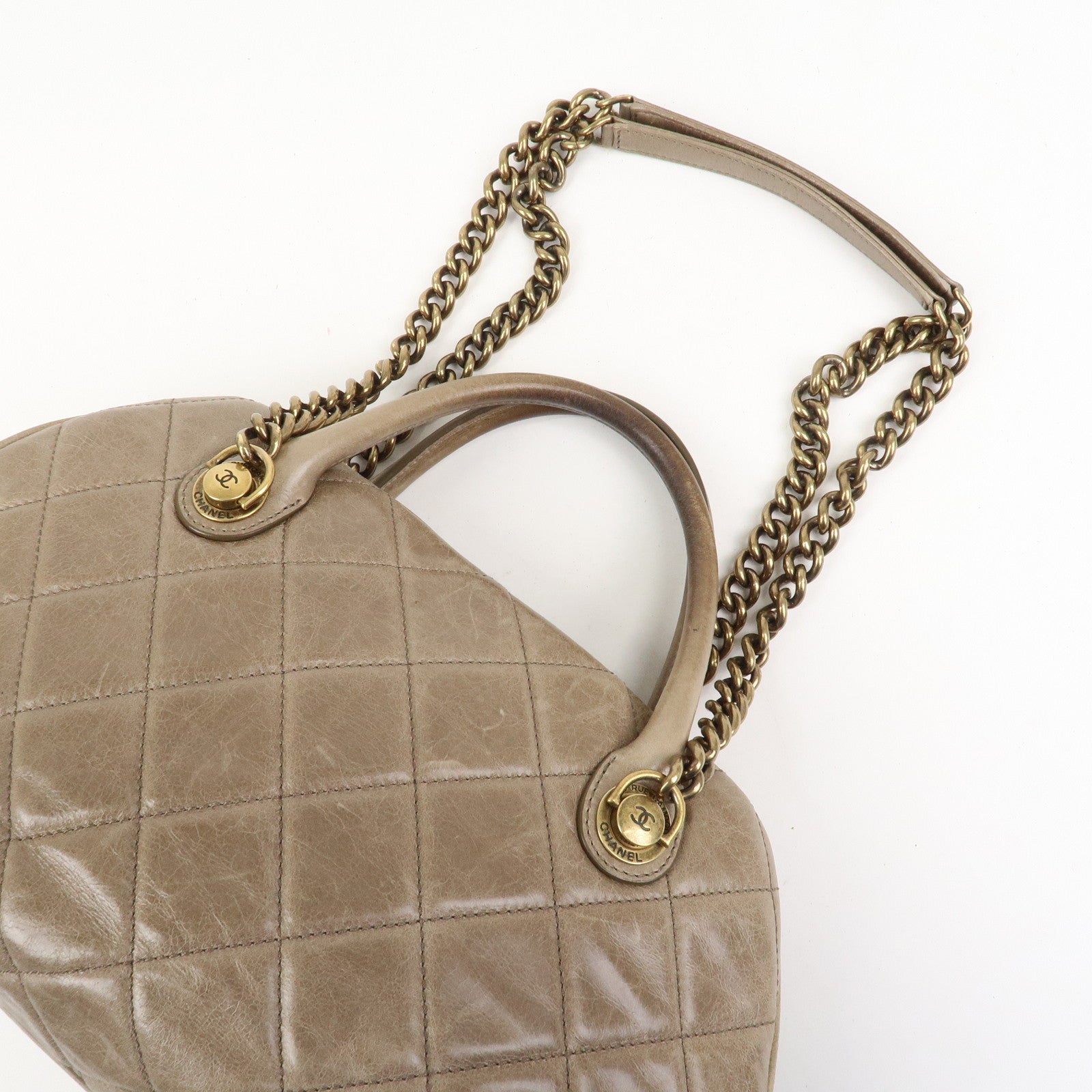 CHANEL Matelasse Leather 2Way Hand Bag Tote Bag Shoulder Bag Brown