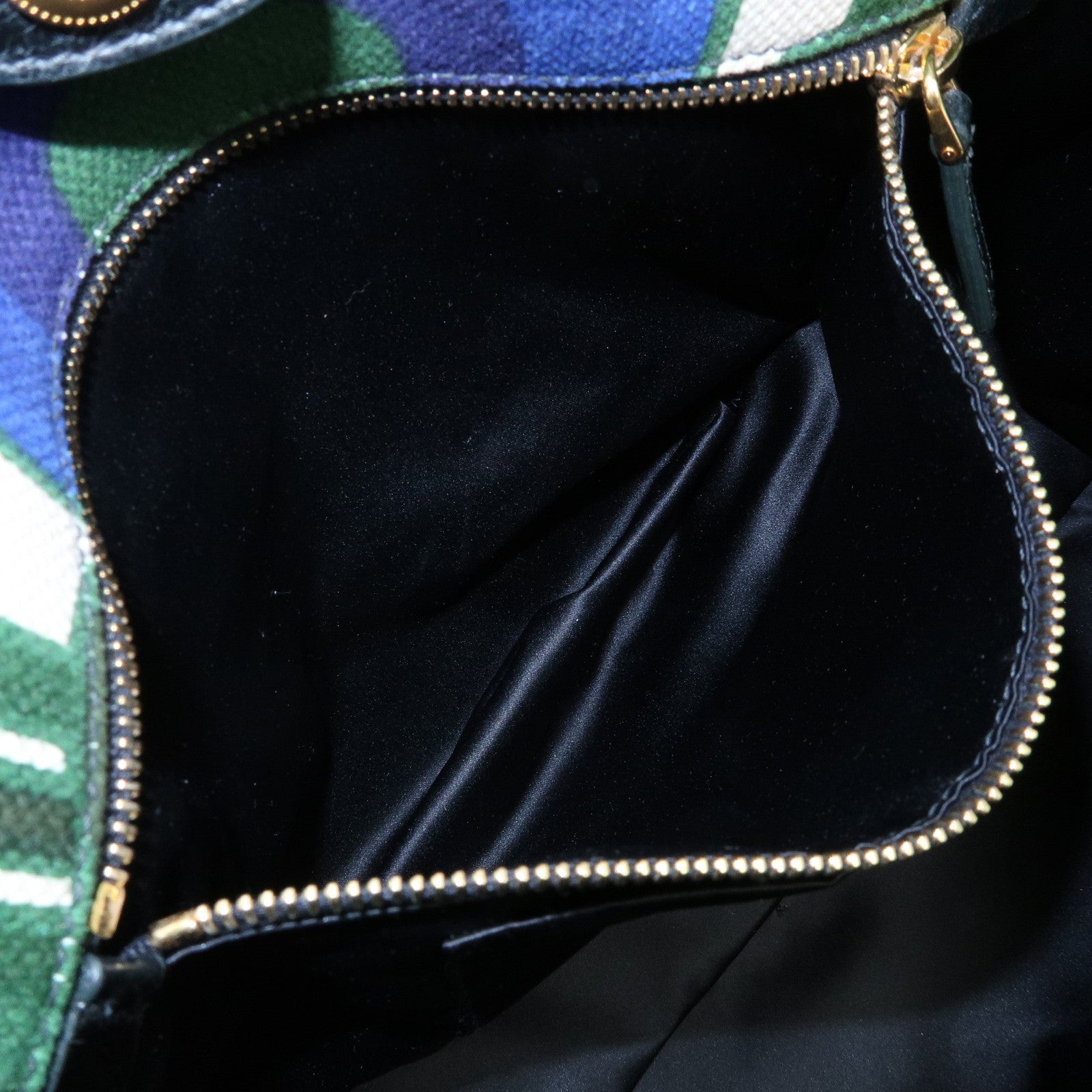 MIU MIU Canvas Leather Tote Bag Hand Bag Green Natural
