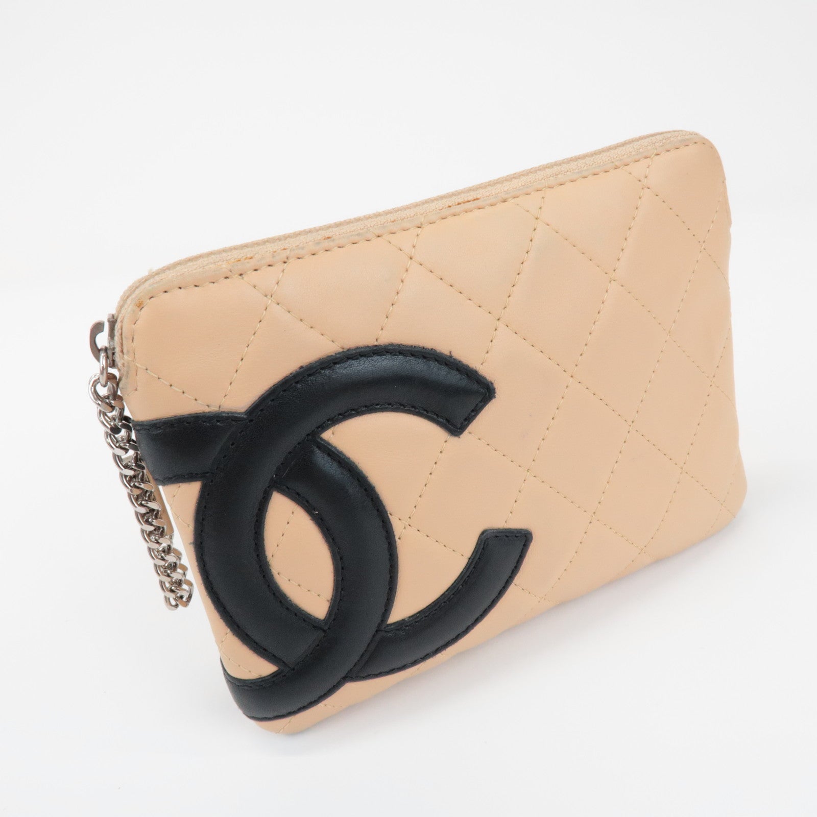CHANEL Cambon Line Coco Mark Lambskin Cosmetic Pouch