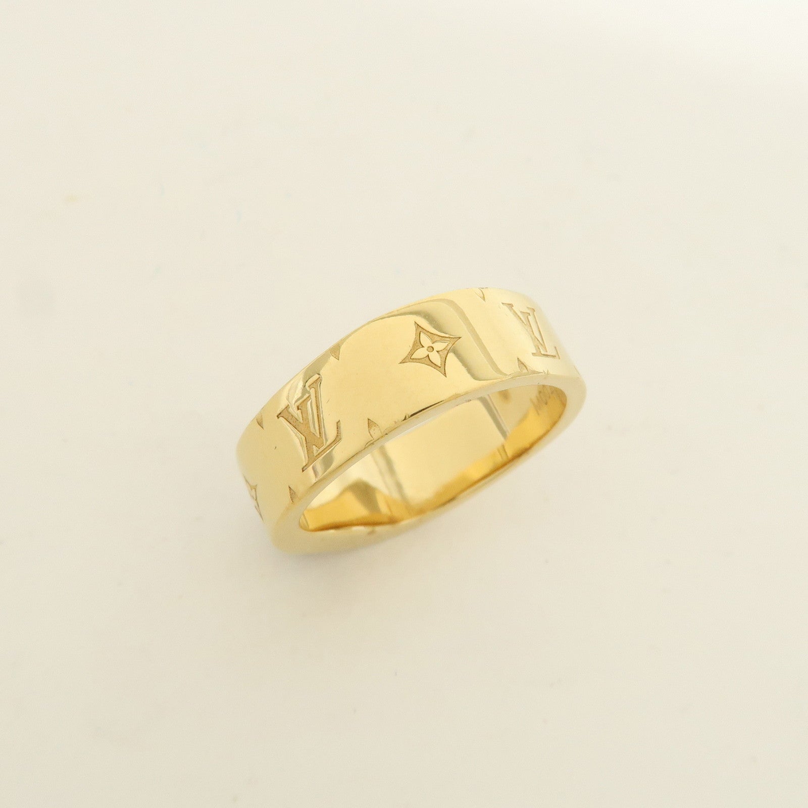 Louis Vuitton Nanogram Bague Metal Ring Size S Gold M00210
