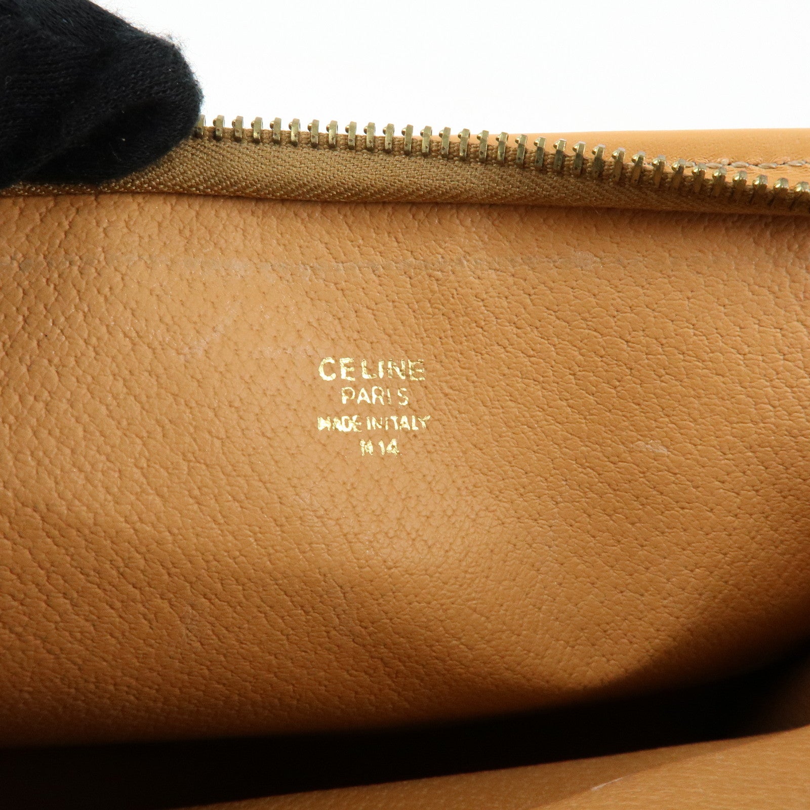 CELINE Macadam PVC Leather Clutch Bag Cosmetic Pouch Brown