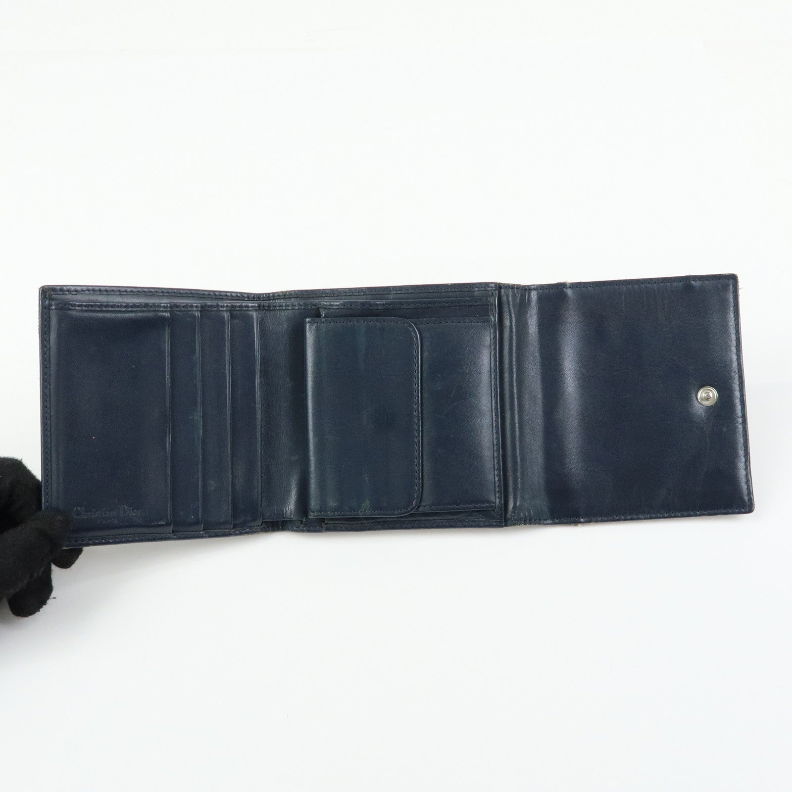Christian Dior Trotter Set of2 Jacquard Canvas Leather Wallet Charm