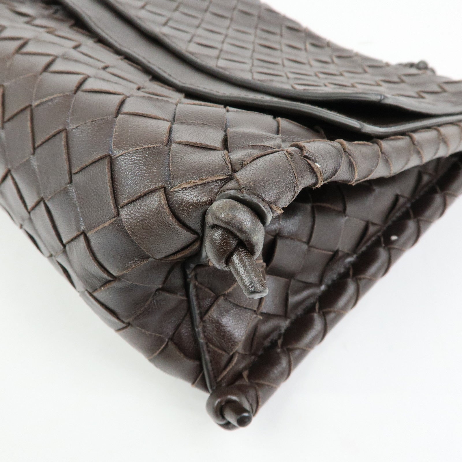 BOTTEGA VENETA Intrecciato Leather Shoulder Bag Hand Bag Brown