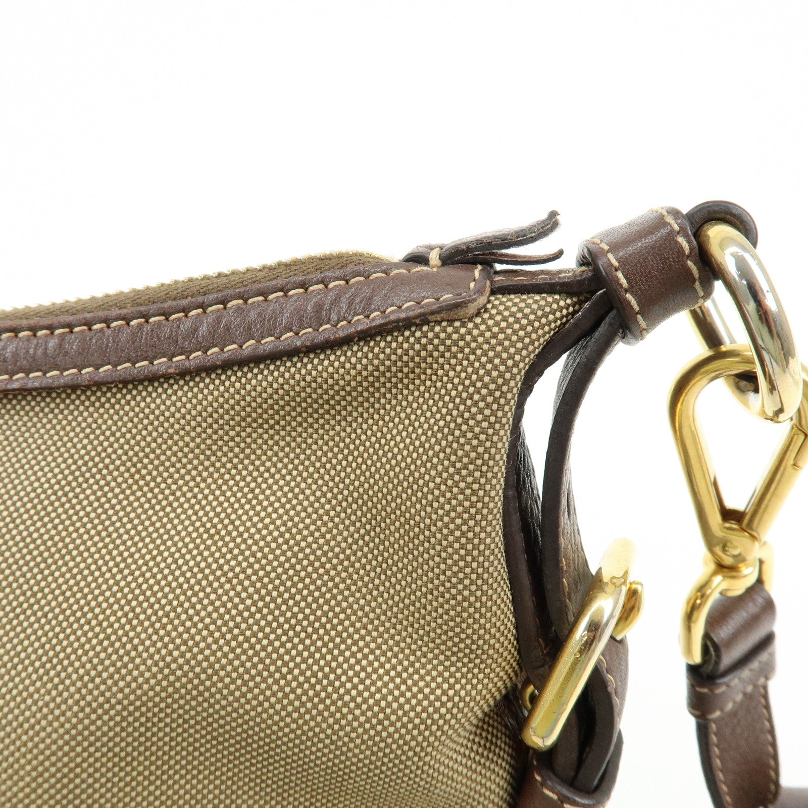 PRADA Logo Jacguard Leather Shoulder Bag Crossbody Bag Brown