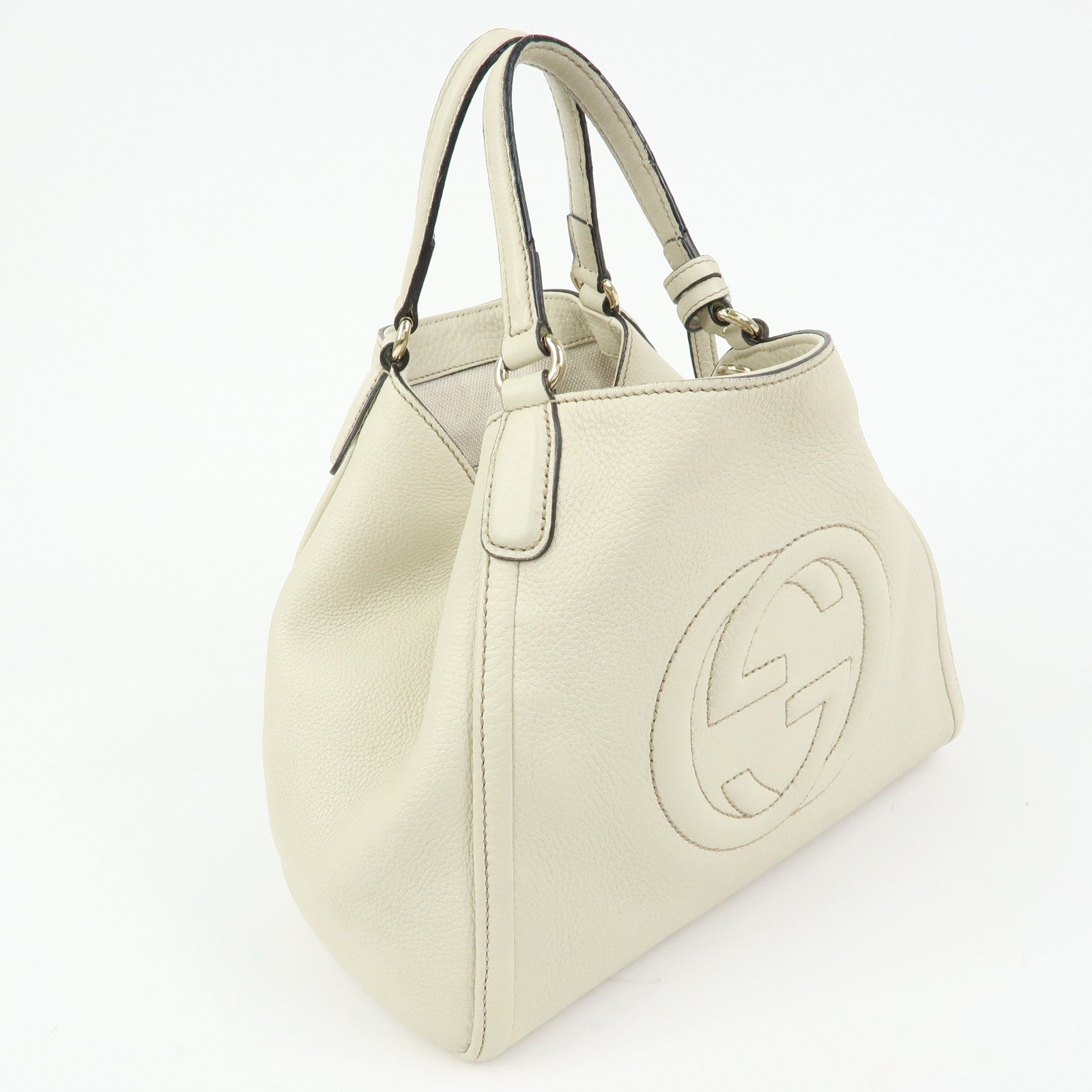 GUCCI SOHO Interlocking G Calf Leather 2Way Hand Bag Ivory 336751