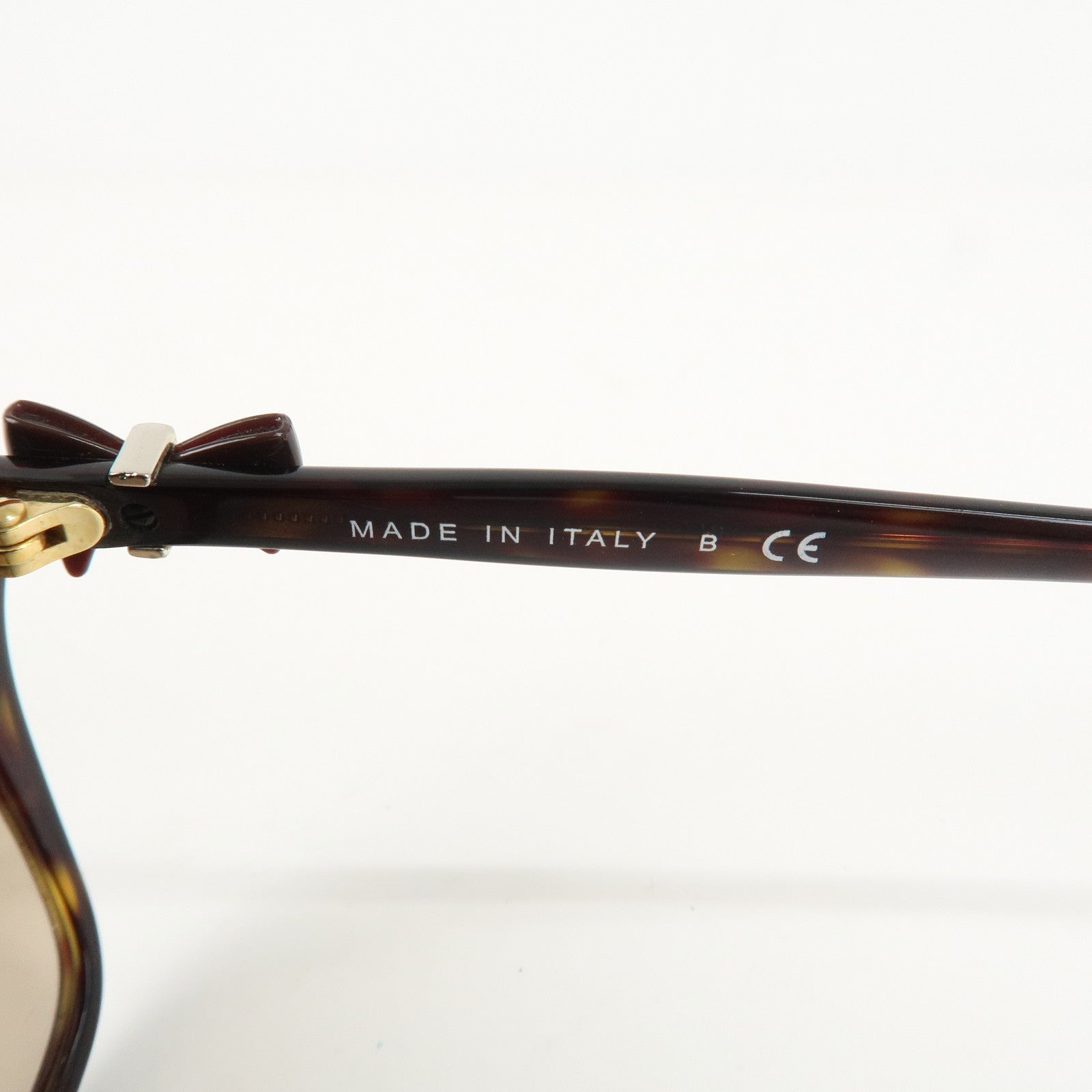 CHANEL Plastic Coco Mark Sunglasses Brown Ribbon Used