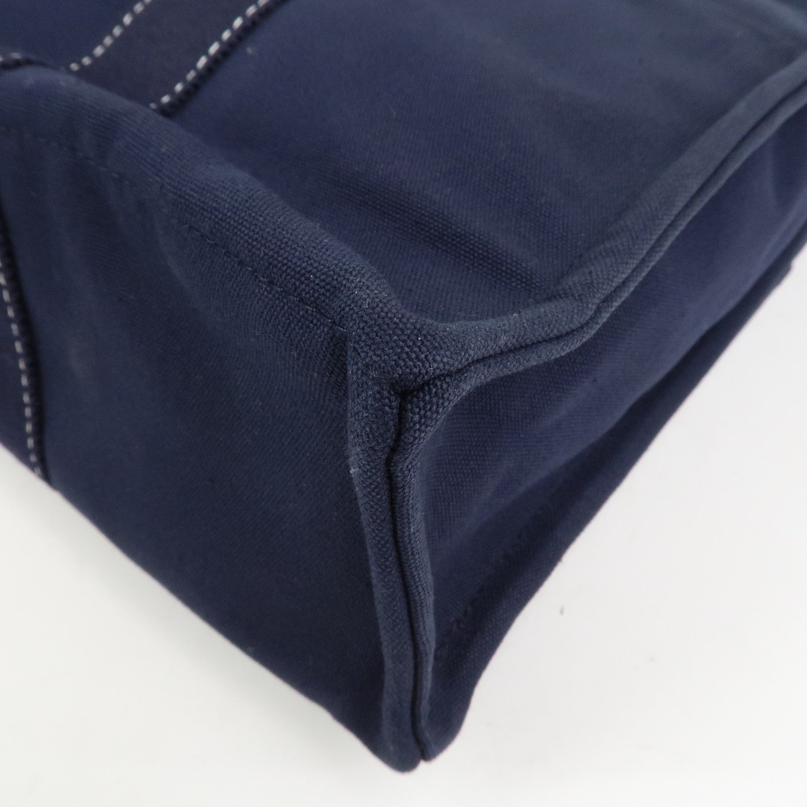 HERMES Deauville MM Cotton Tote Bag Hand Bag Navy