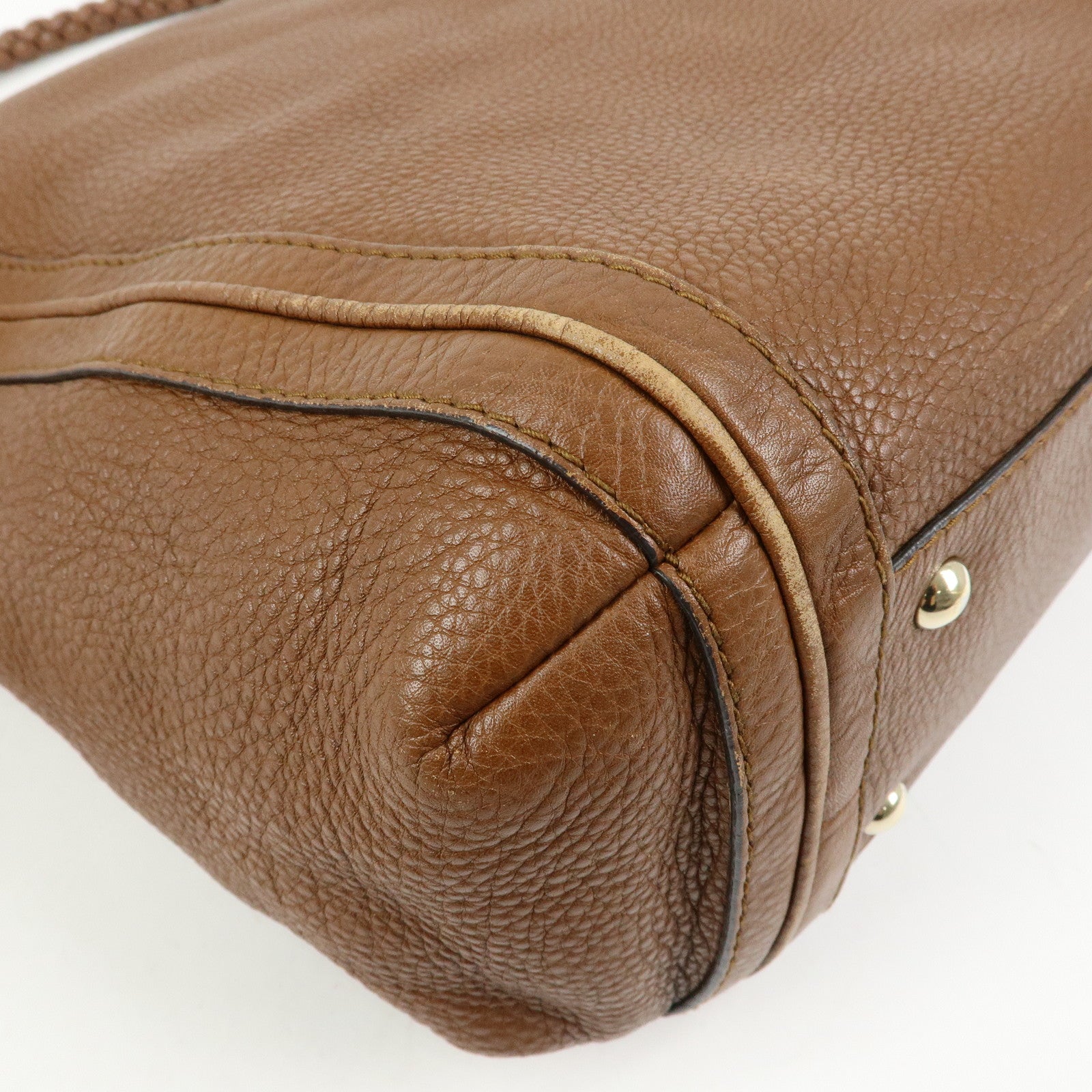 GUCCI Bamboo Leather Shoulder Bag Hand Bag Tassel Brown 269947