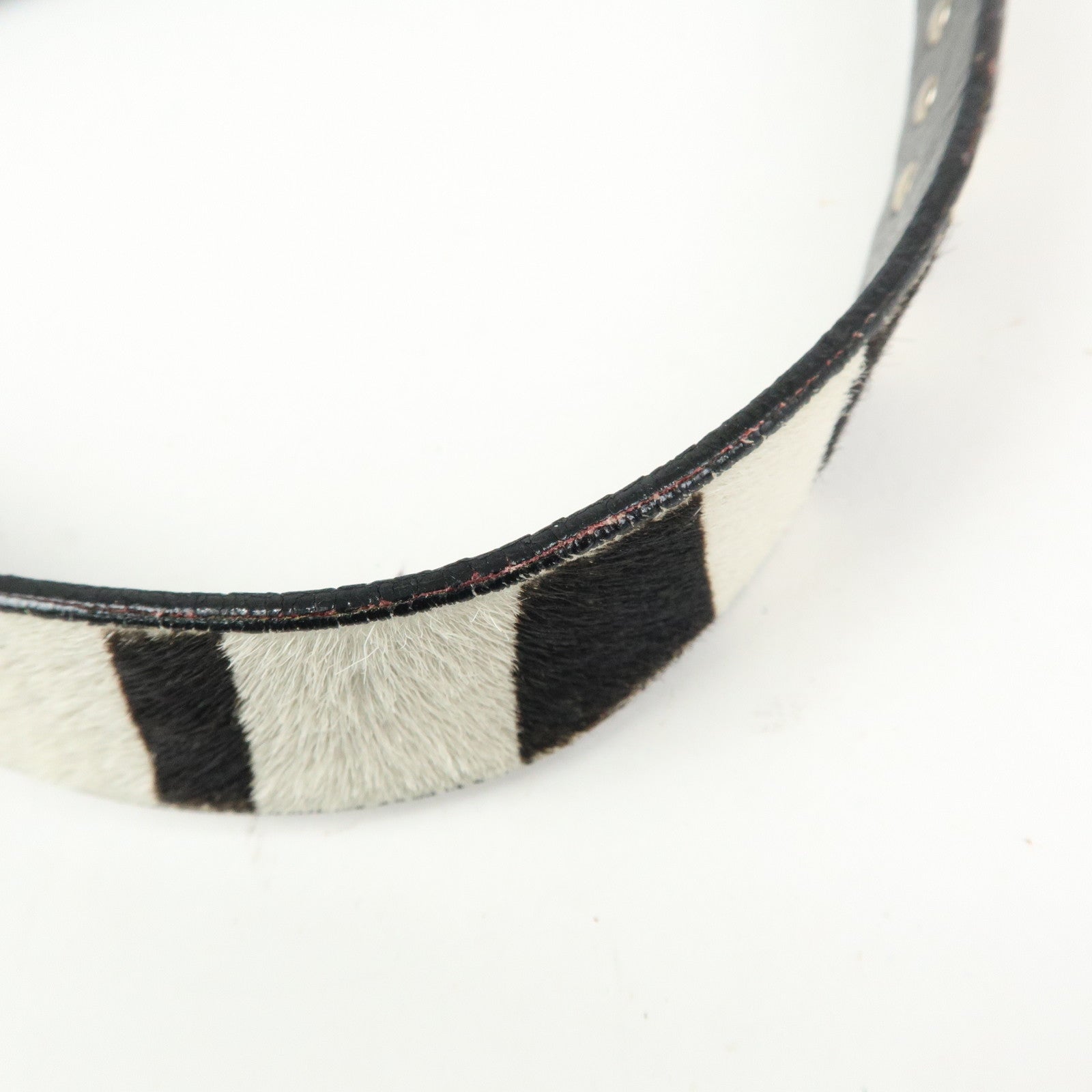 CELINE Haircalf Leather Studs Hand Bag Zebra Print Black White