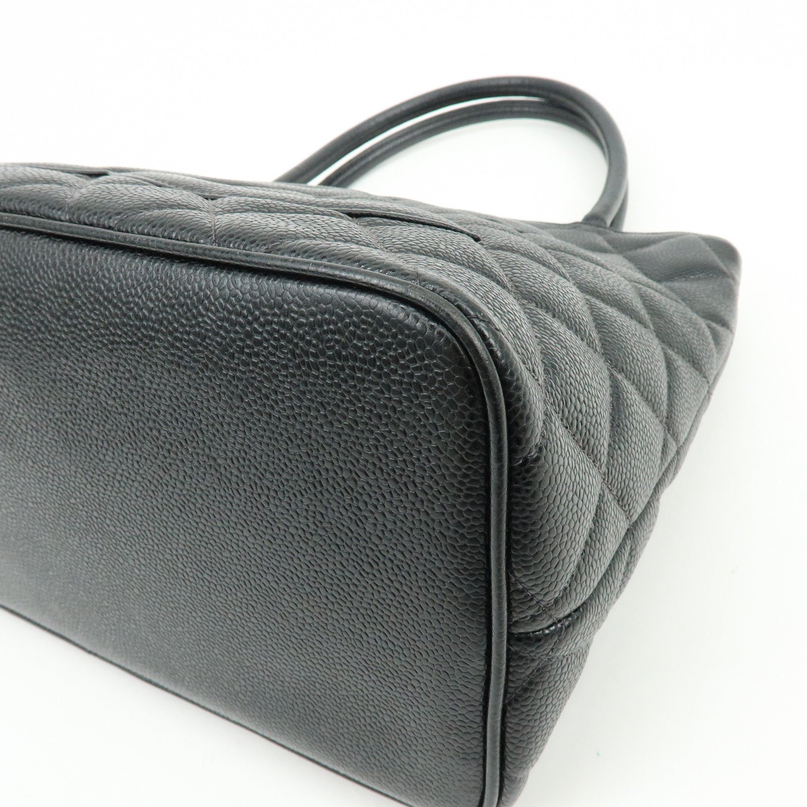 CHANEL Matelasse COCO Mark Medallion Tote Bag Hand Bag Black A01804