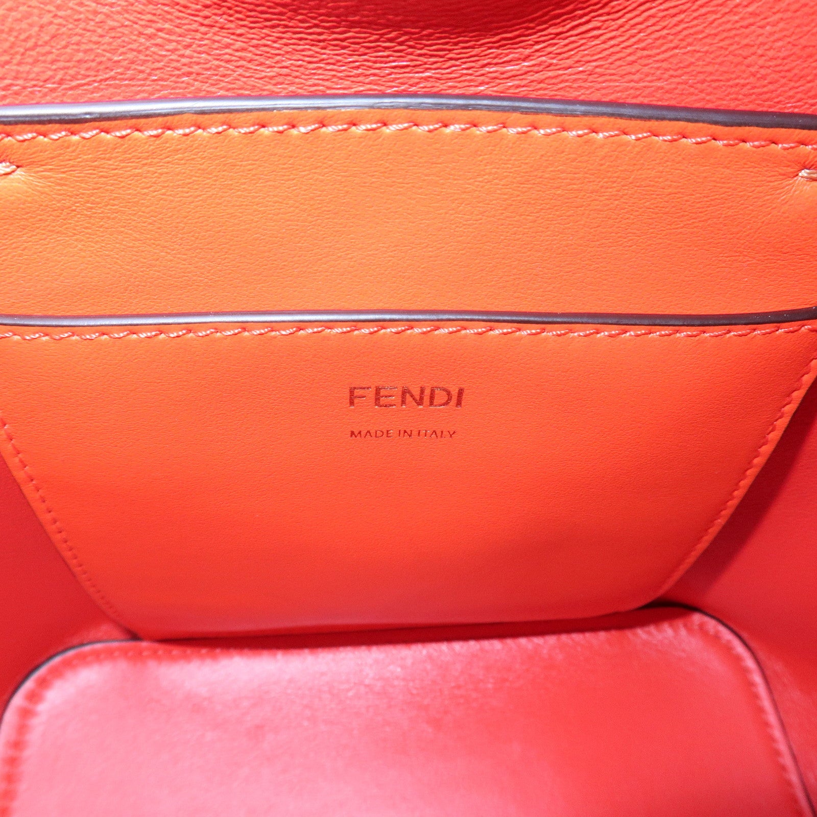 FENDI Leather Montresor 2Way Hand Shoulder Bag Brown Orange 8BT309