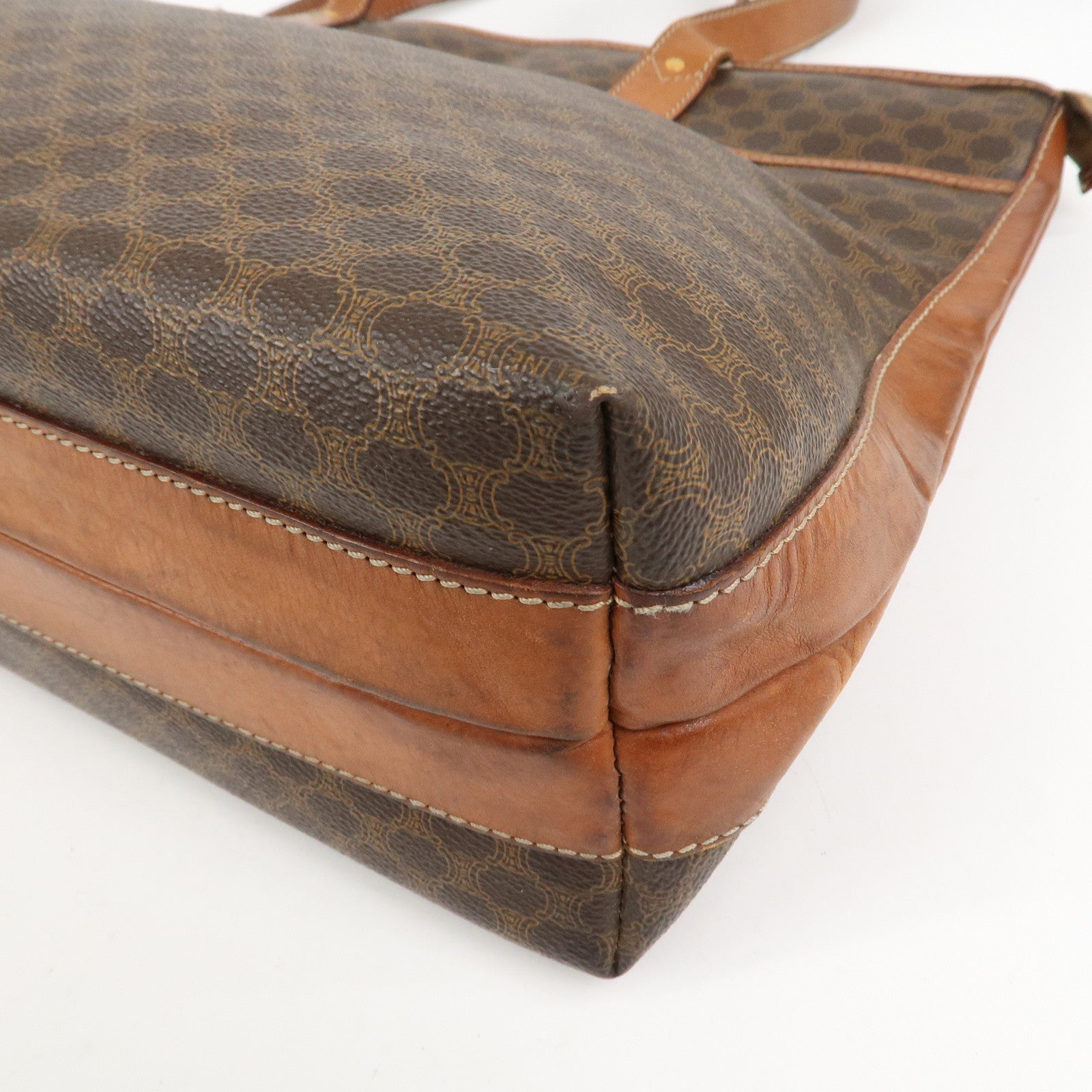 CELINE Macadam PVC Leather Tote Bag Shoulder Bag Brown