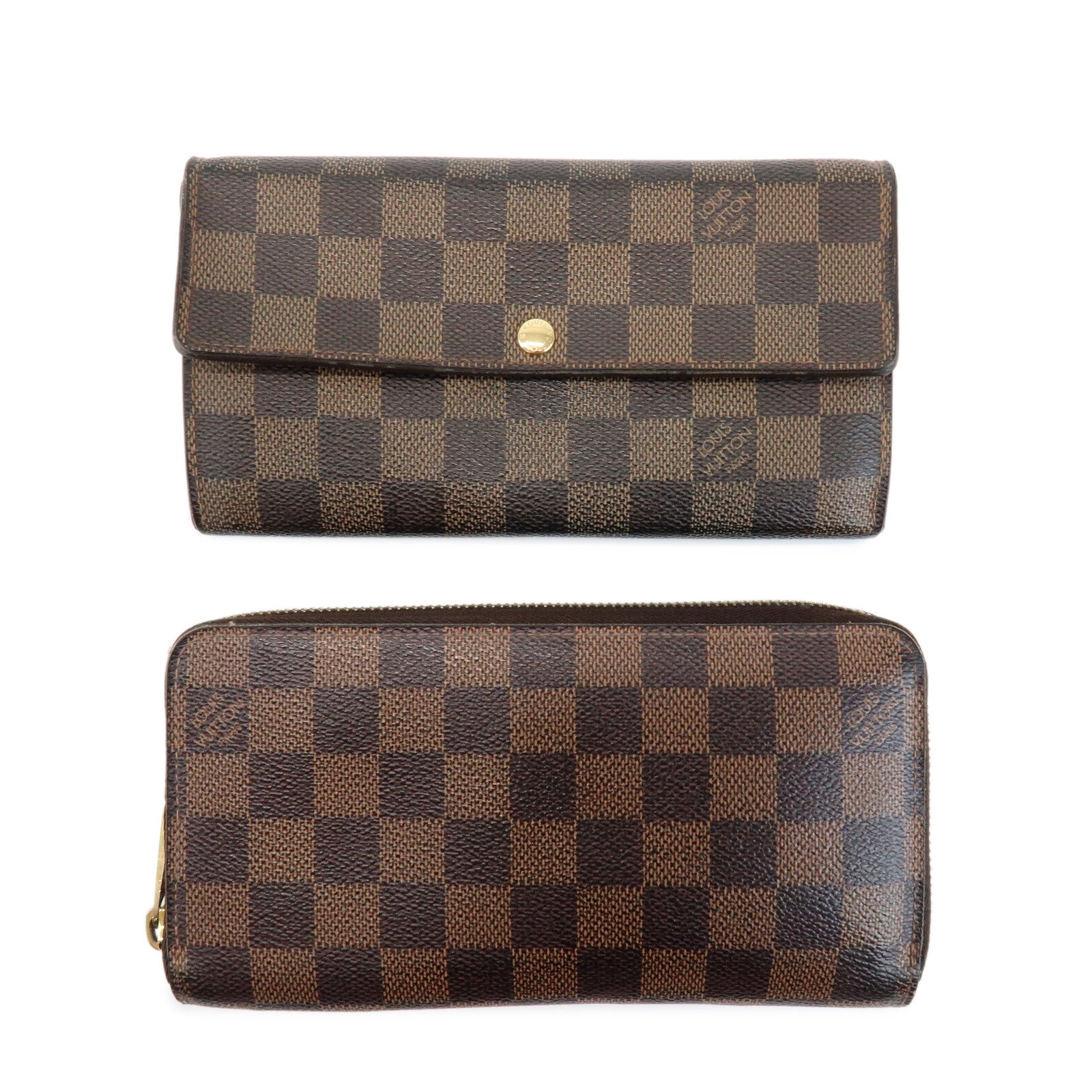 Louis Vuitton Damier Ebene Set of 2 Long Wallet N60015/N61734