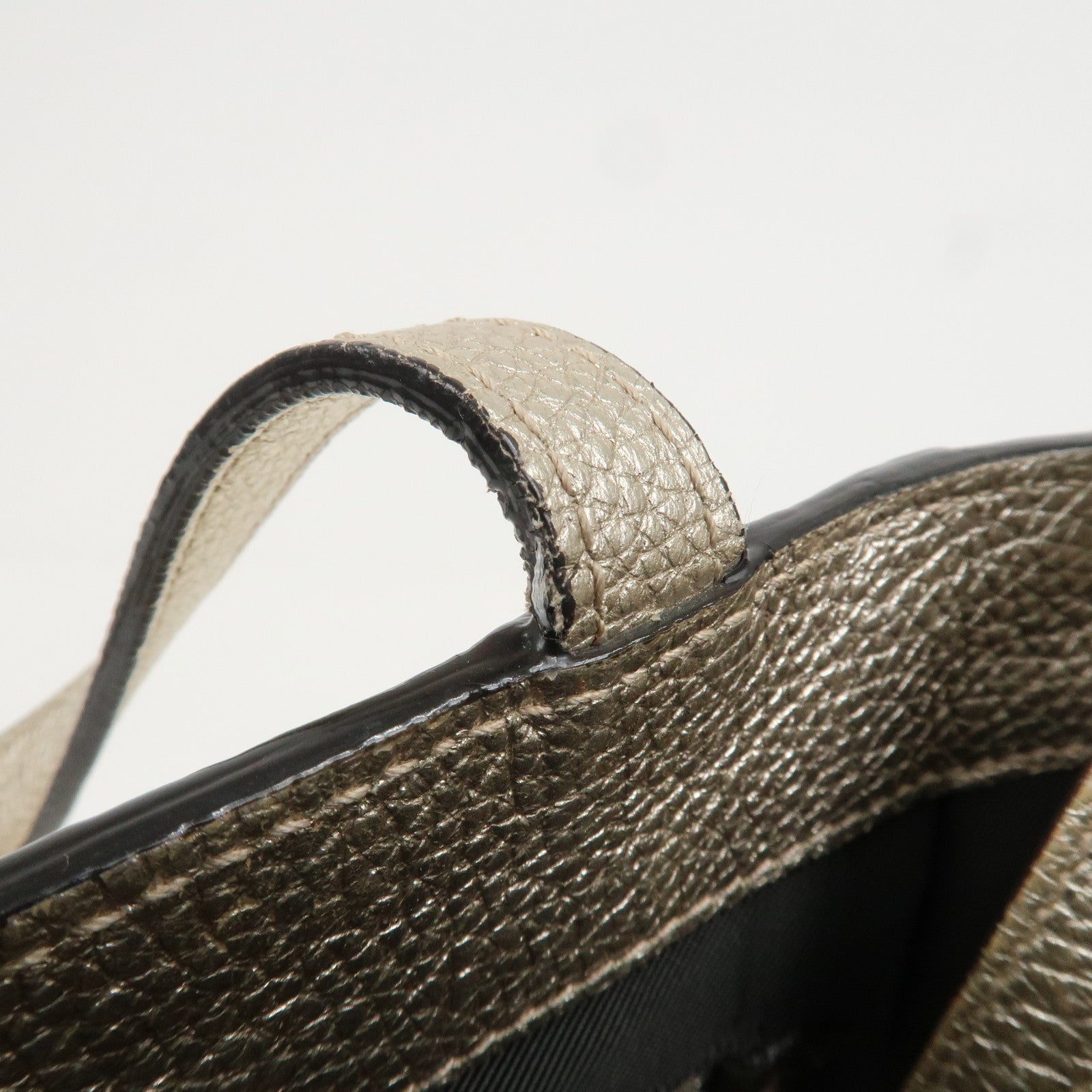 JIMMY CHOO Studs Leather 2Way Bag Hand Bag Silver