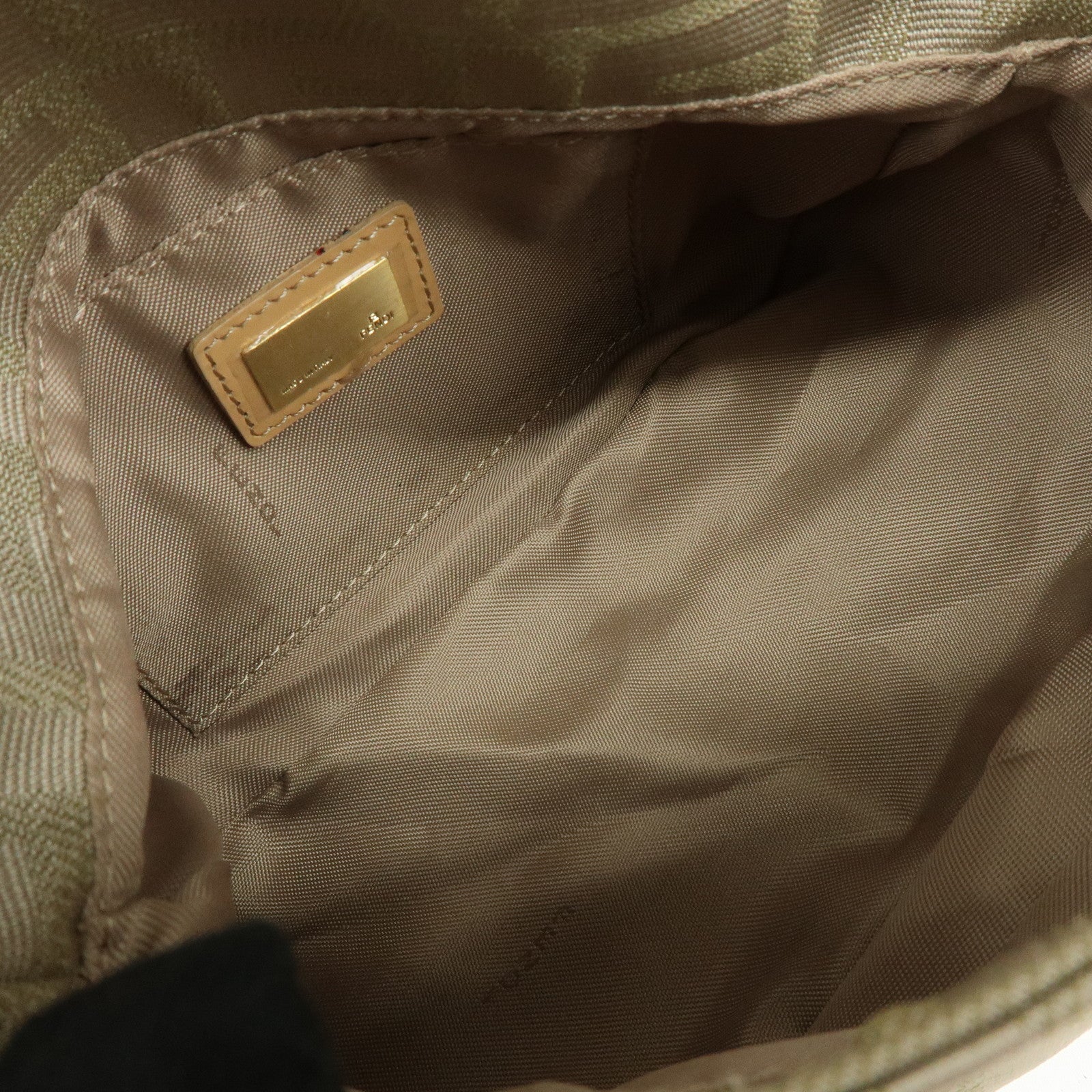 FENDI Zucca Canvas Leather Hand Bag Beige 8BR180