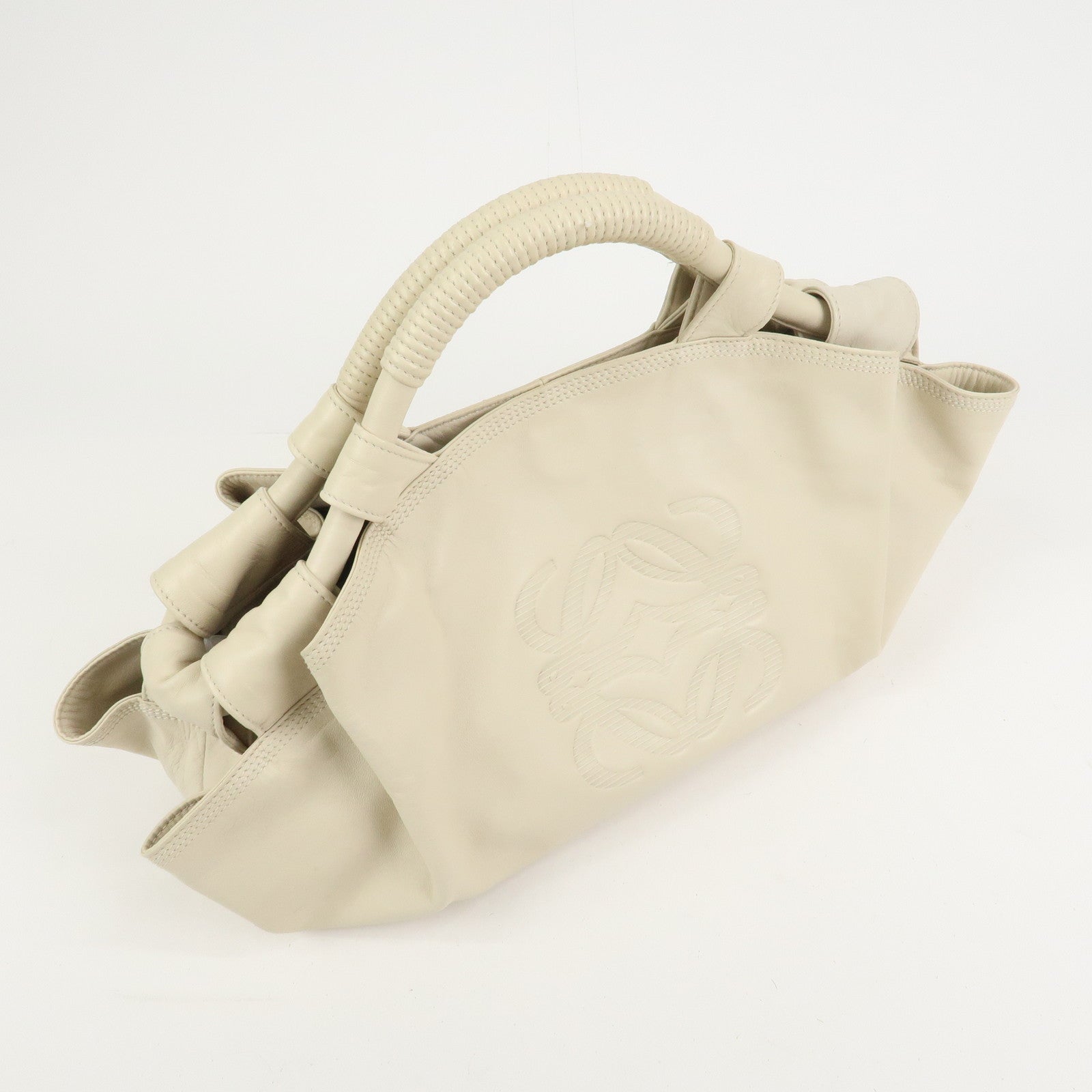 LOEWE Anagram Logo Nappa Aire Leather Hand Bag Ivory