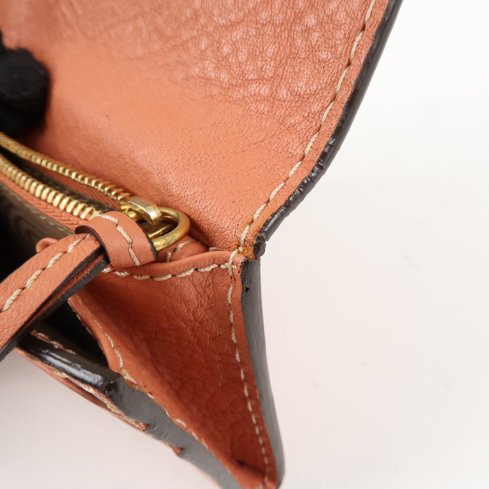 Chloe Leather Marcy Bi-fold Coin Case Card Case Orange Gold Hardware Used