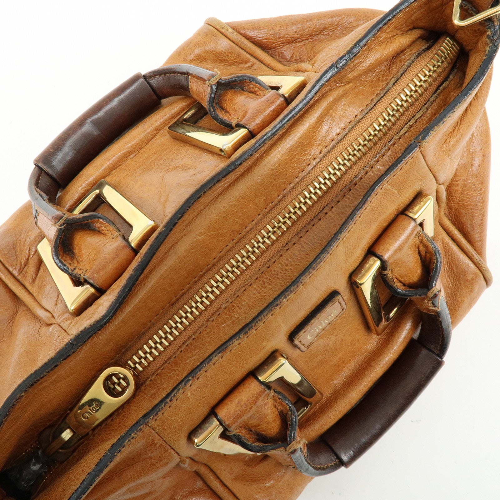 Chloe Ethel Leather 2Way Bag Shoulder Bag Hand Bag Brown