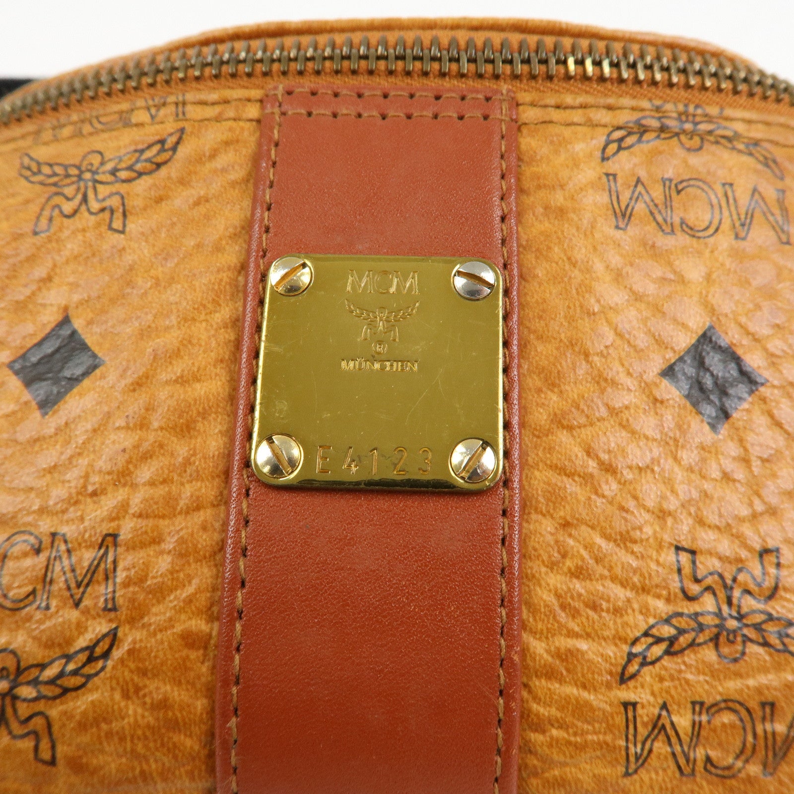 MCM Visetos Leather Waist Bag Waist Pouch Crossbody Bag Brown