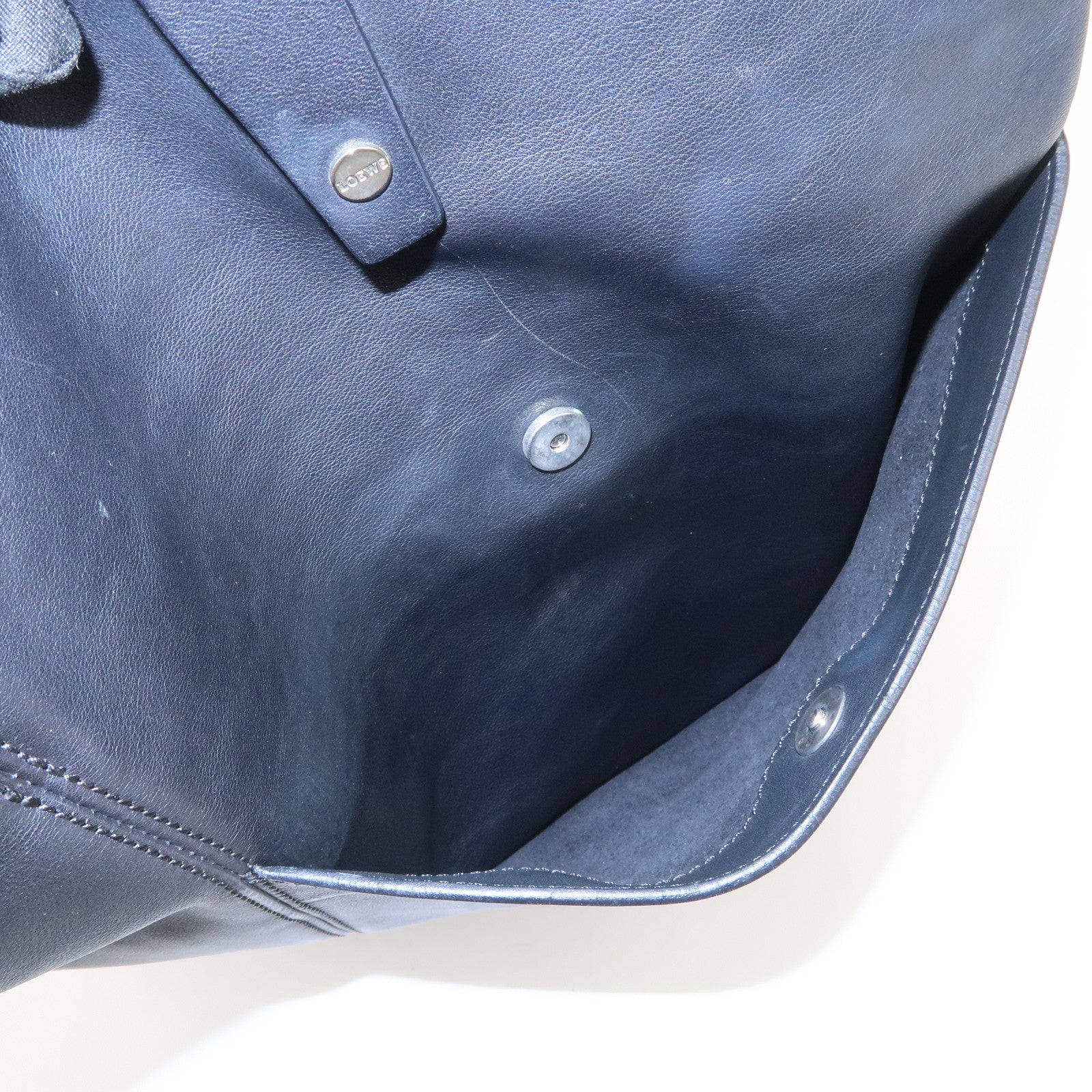 LOEWE Logo Leather Tote Bag Hand Bag Shoulder Bag Black