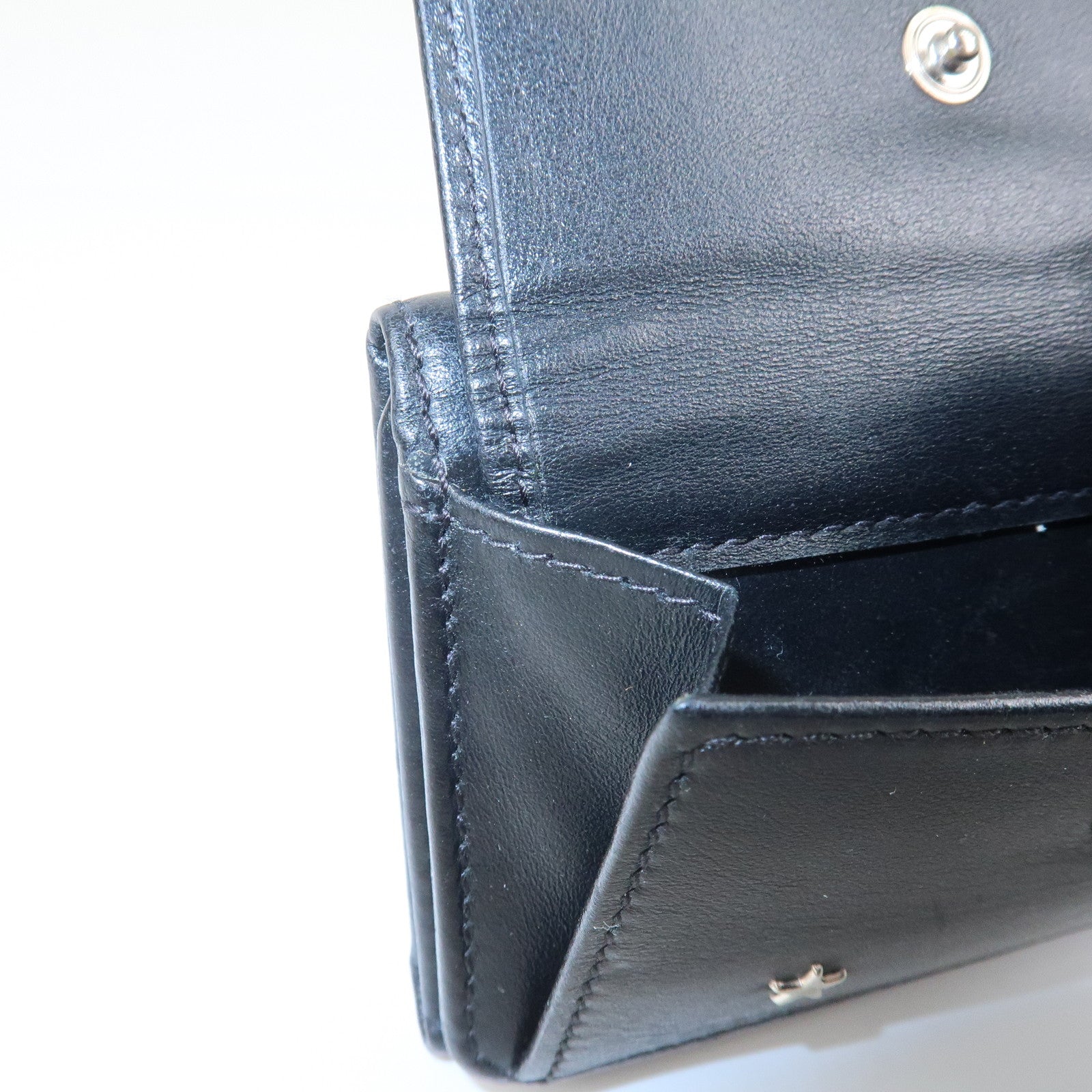 JIMMY CHOO Studs Leather Tri-Fold Compact Wallet Black