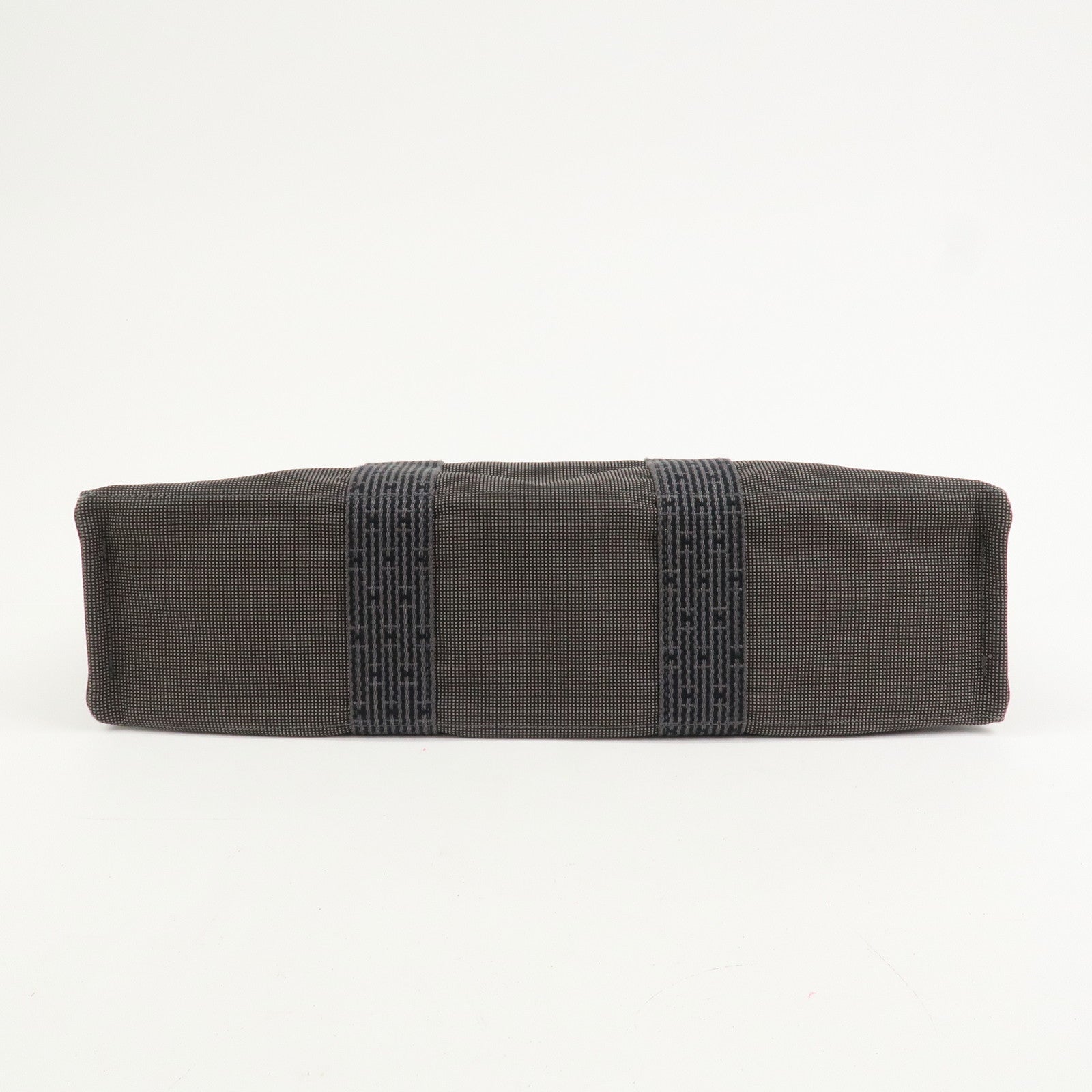 HERMES Herline MM Nylon Canvas Tote Bag Hand Bag Black