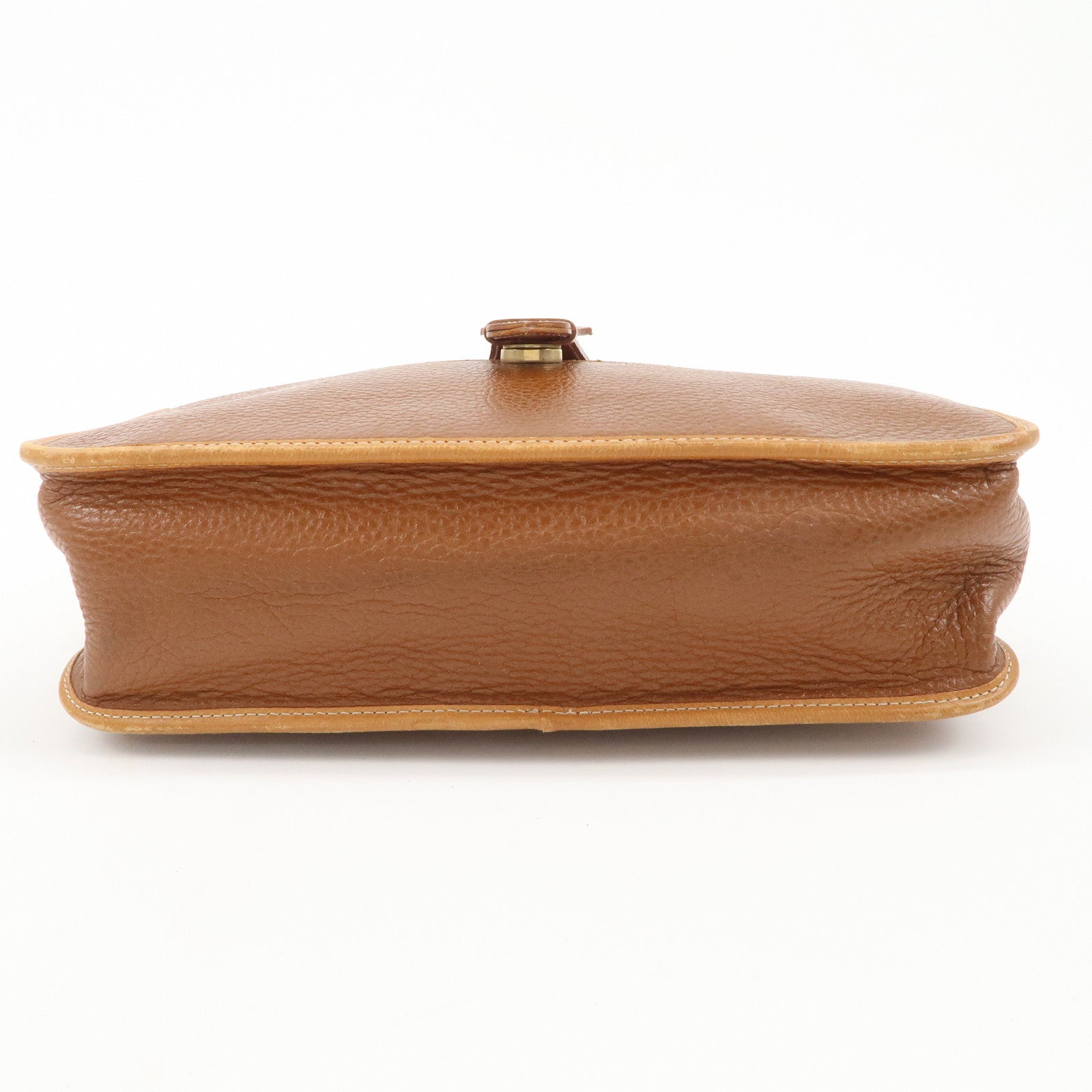 Christian Dior Logo Leather Shoulder Bag Brown Gold HDW