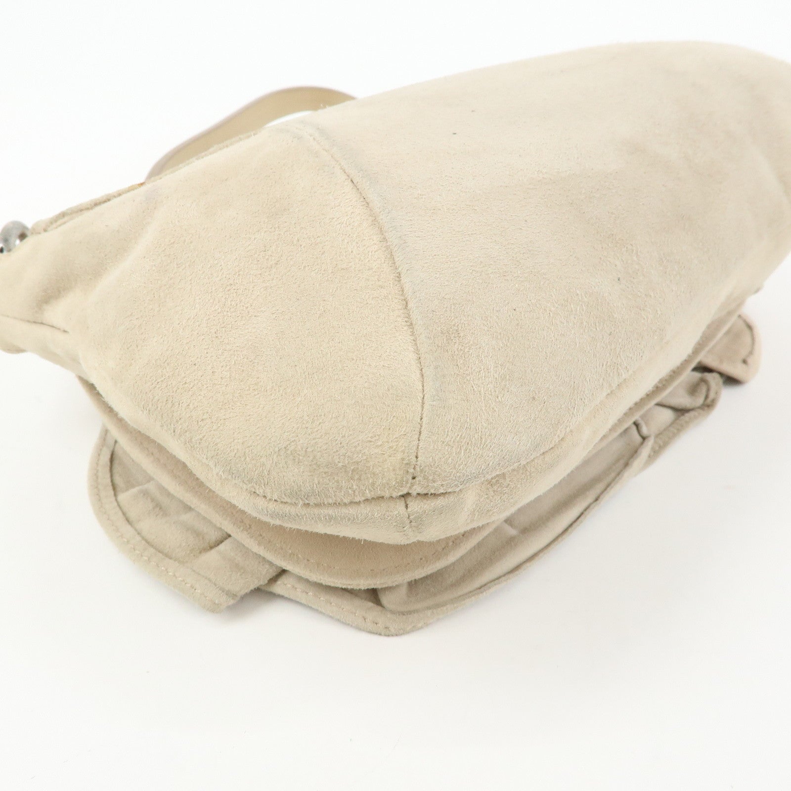 SAINT LAURENT PARIS Nadja Rive Gauche Suede Hand Bag Beige 112930
